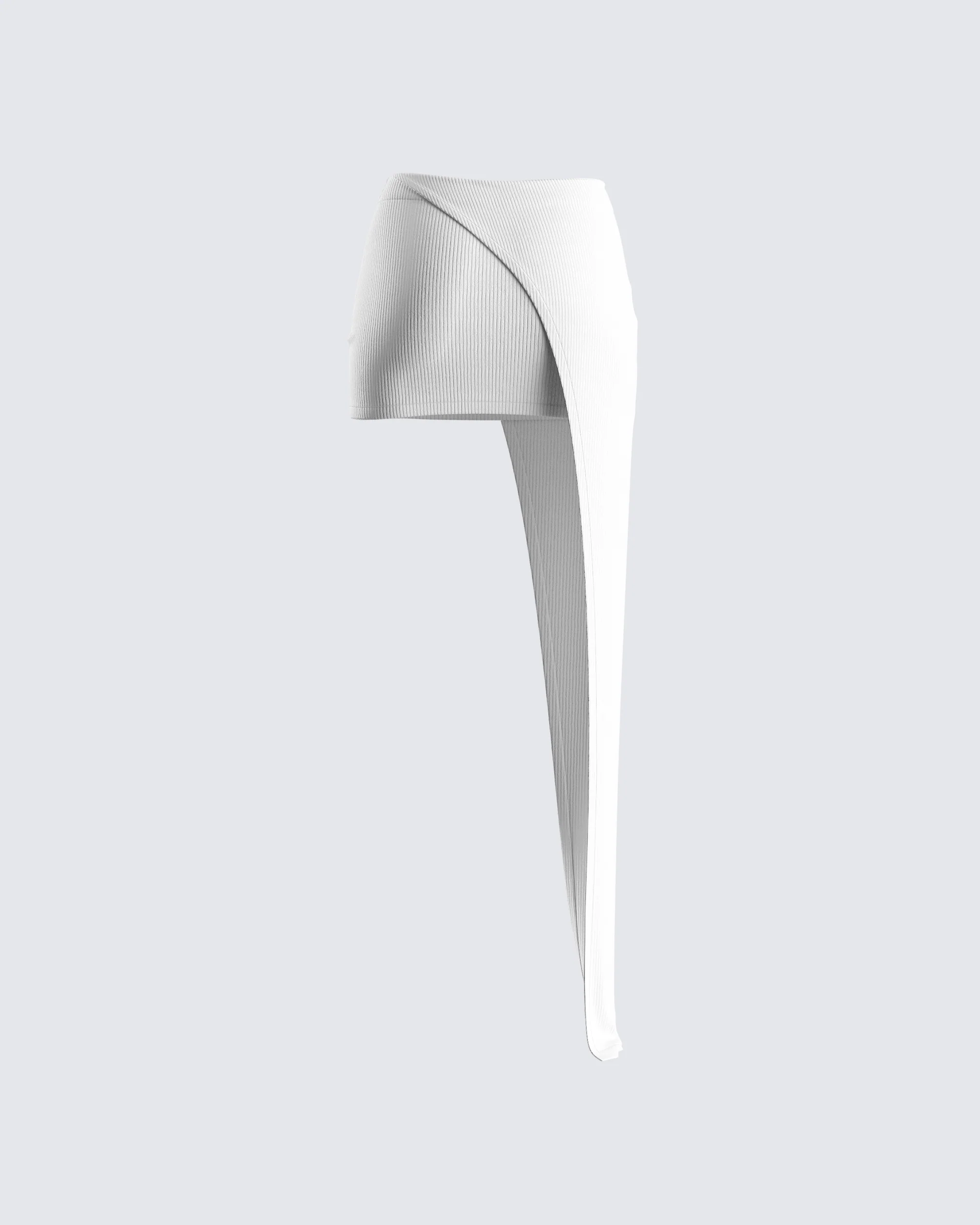 Rami White Rib Draped Mini Skirt - Image 3