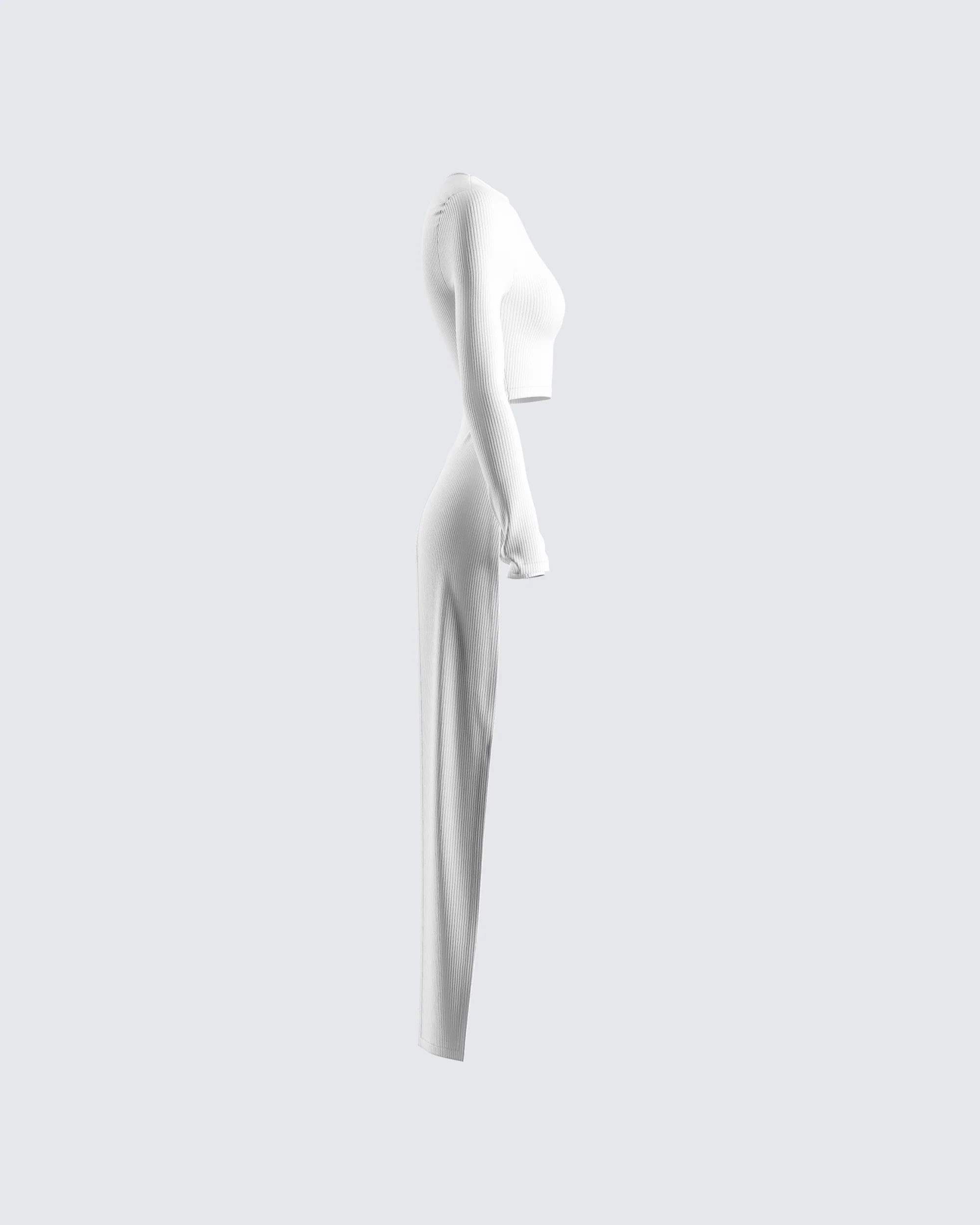 Rami White Rib Long Sleeve Top - Image 2