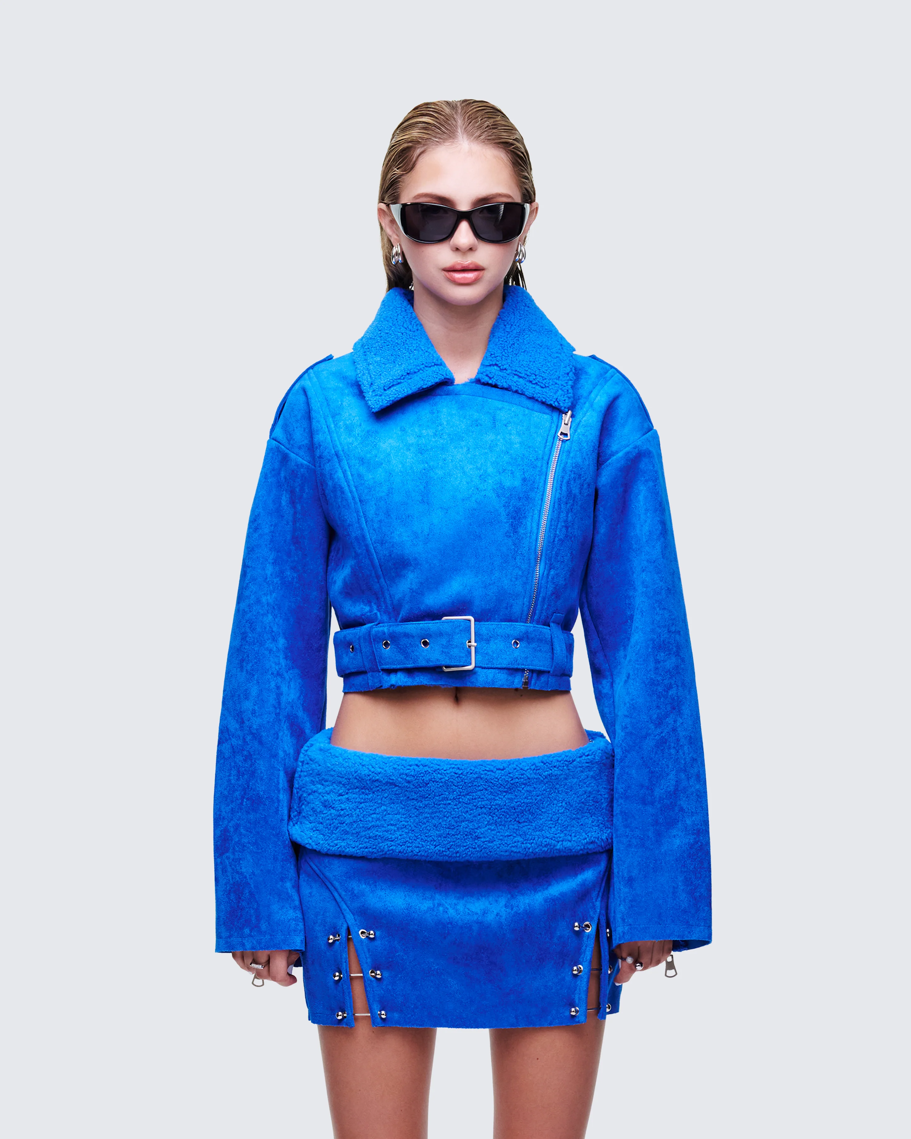 Ramona Blue Vegan Shearling Jacket - Image 2