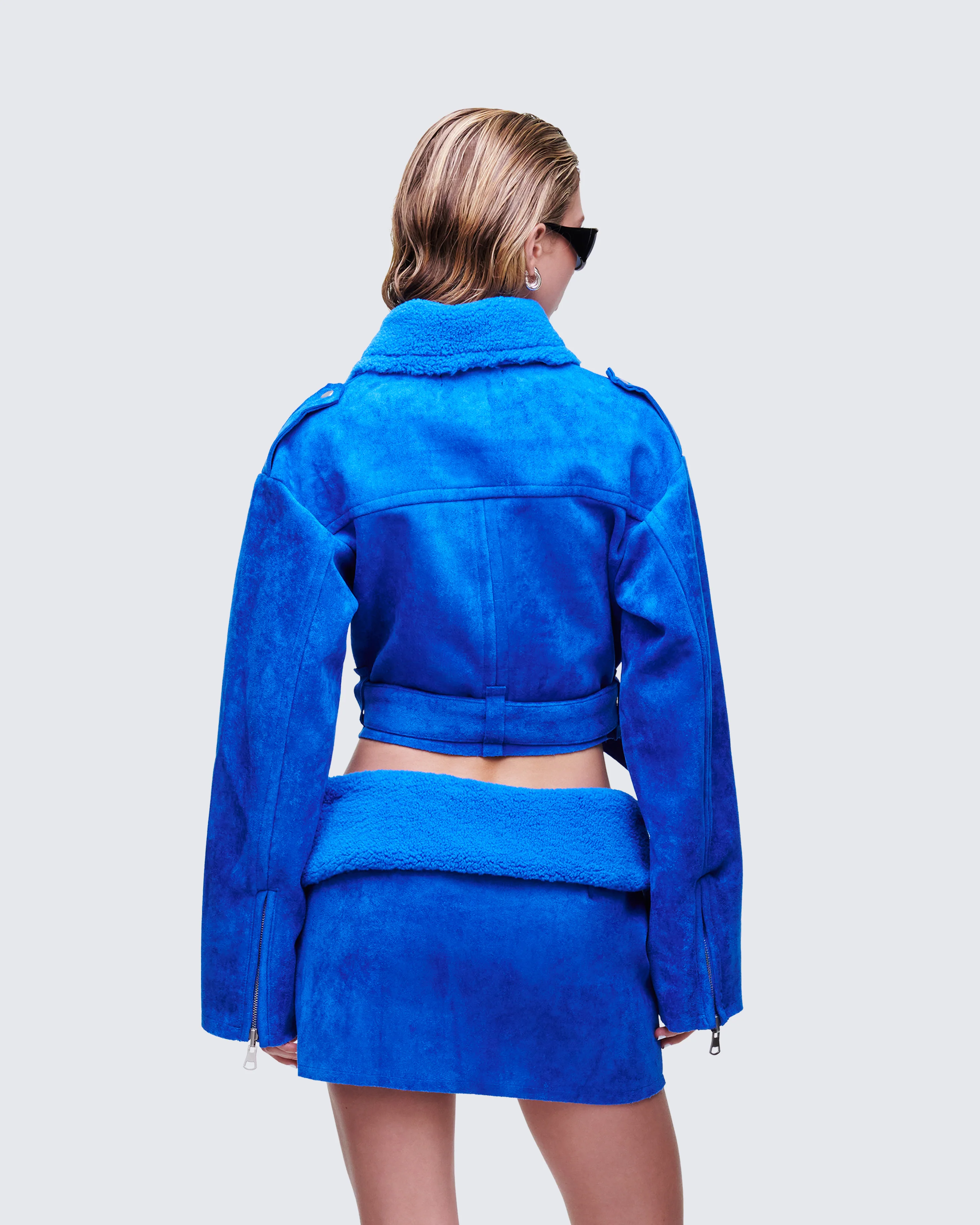Ramona Blue Vegan Shearling Jacket - Image 4