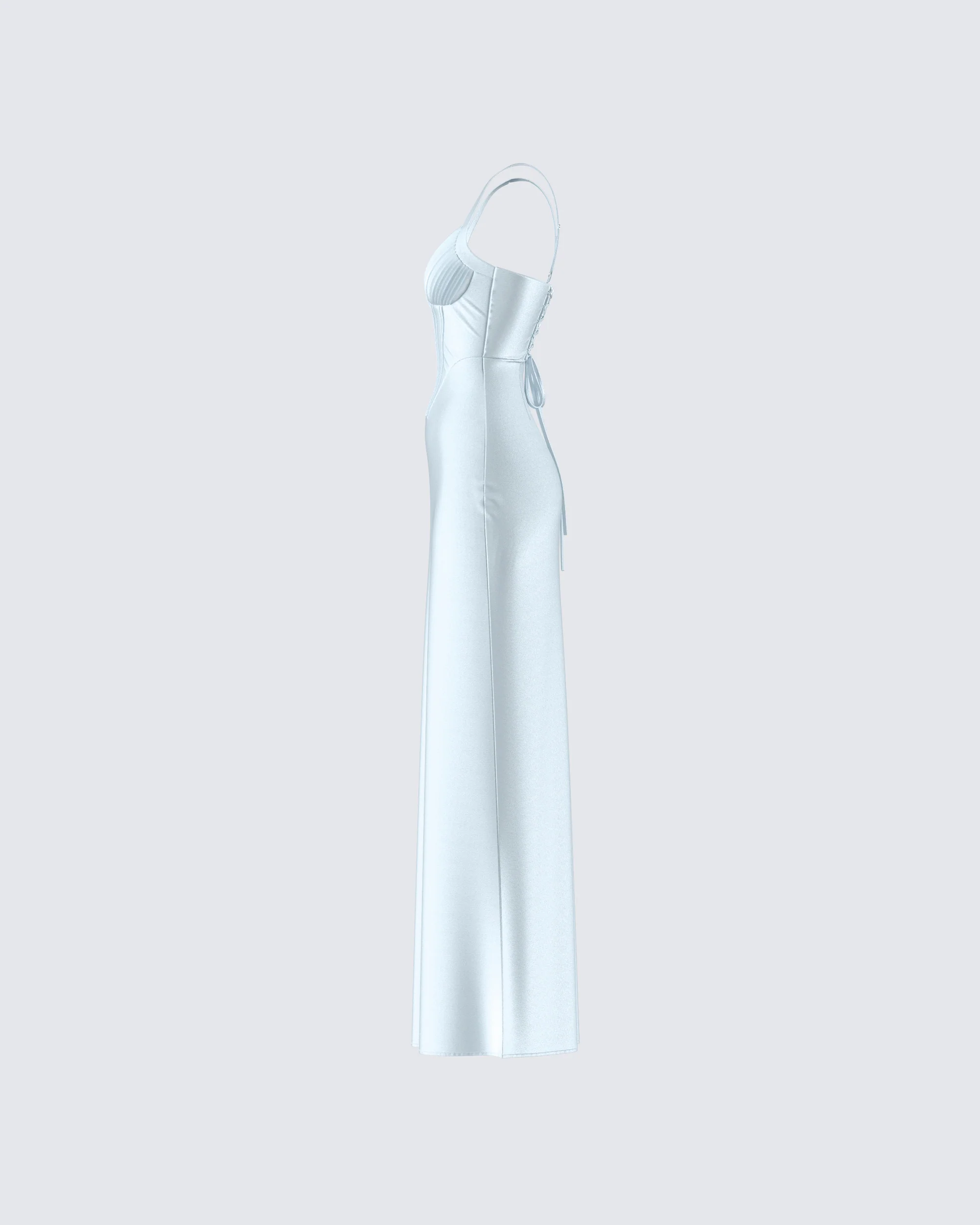 Rasha Teal Satin Corset Maxi Dress - Image 2