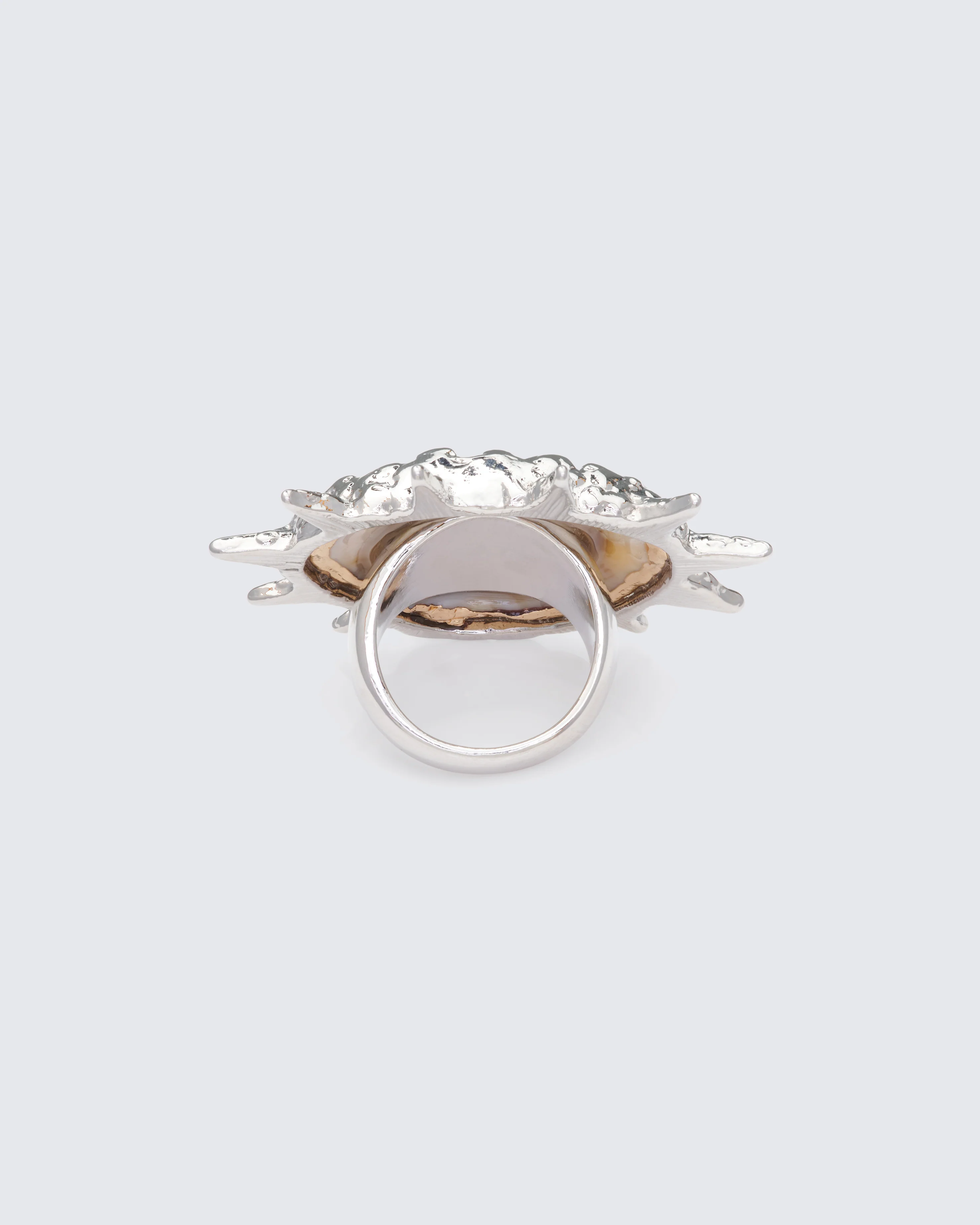 Ravika Silver Molten Spike Seashell Ring - Image 2