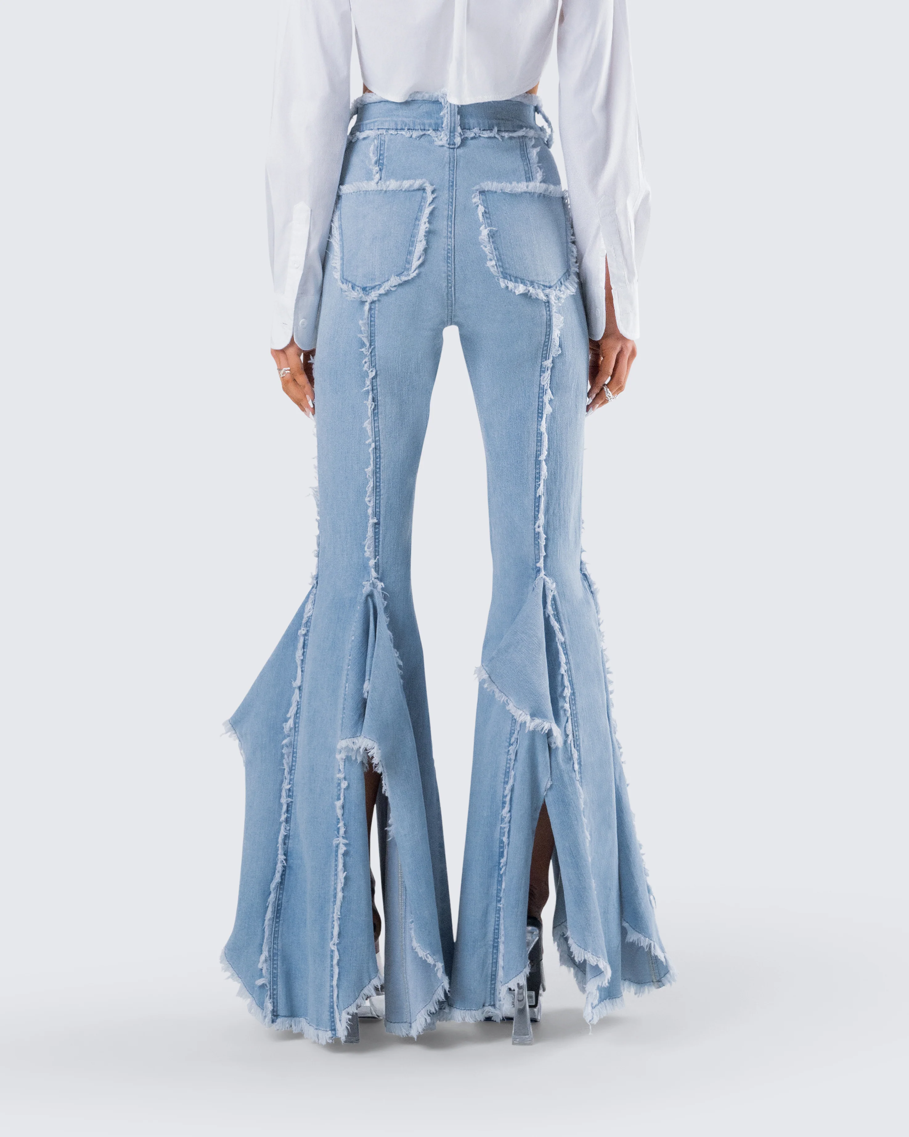 Reagan Blue Denim Frayed Jean - Image 5