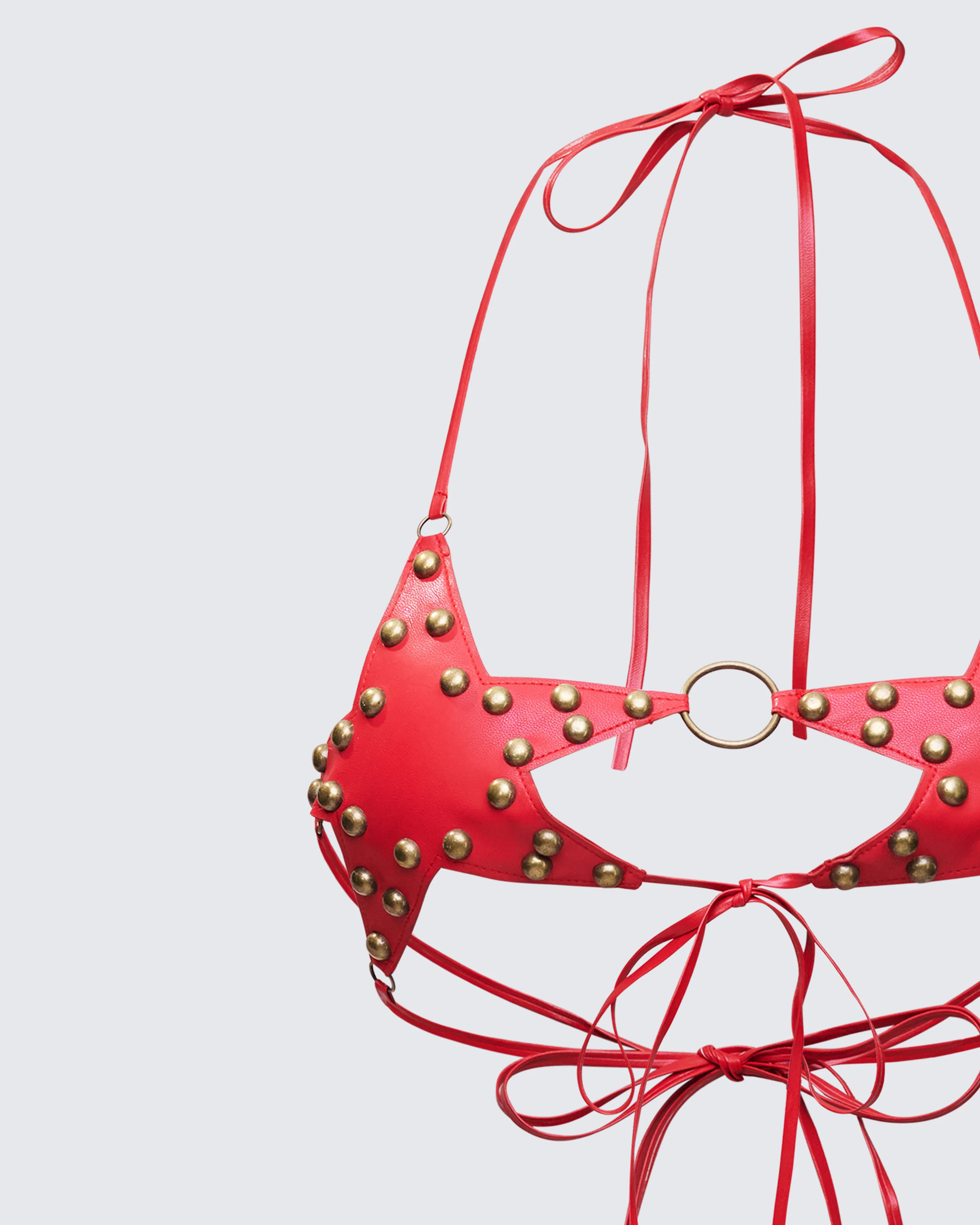 Reign Red Vegan Leather Star Bra - Image 6