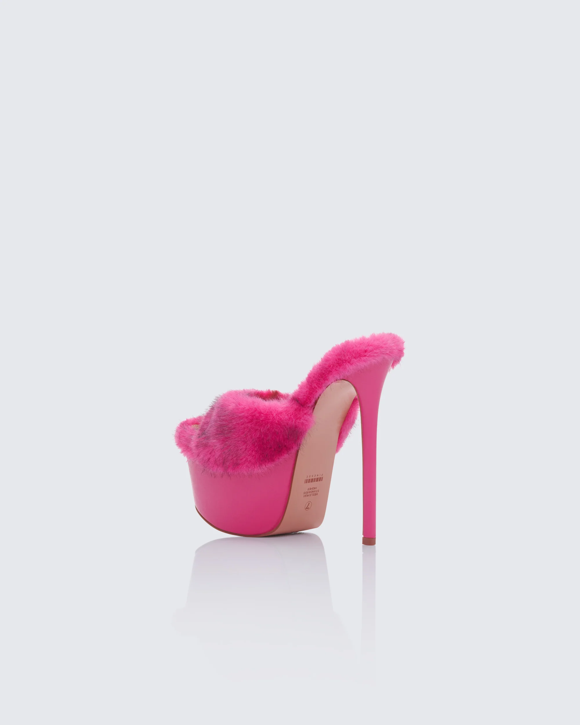 Reya Pink Fur Platform Mules - Image 3
