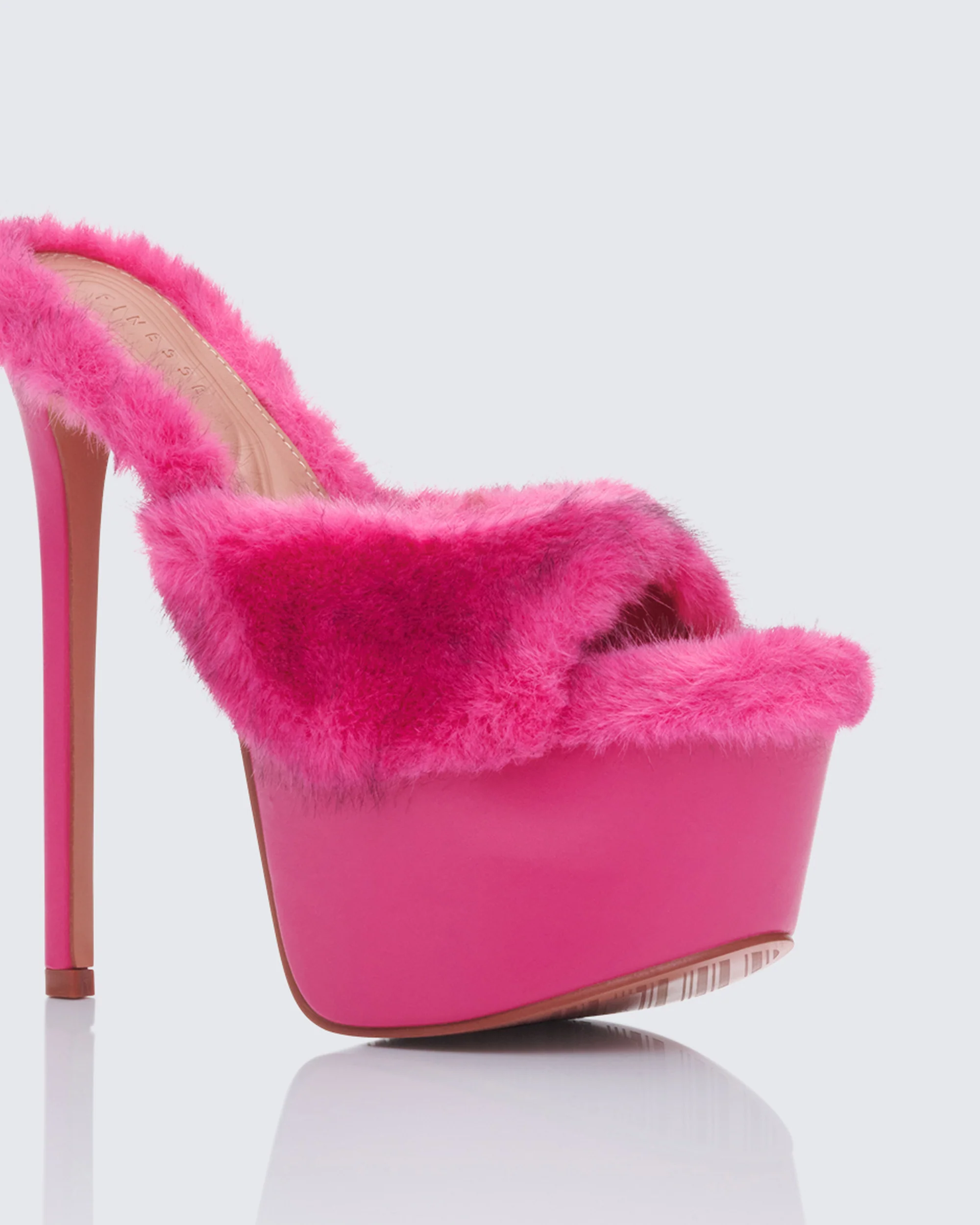 Reya Pink Fur Platform Mules - Image 4