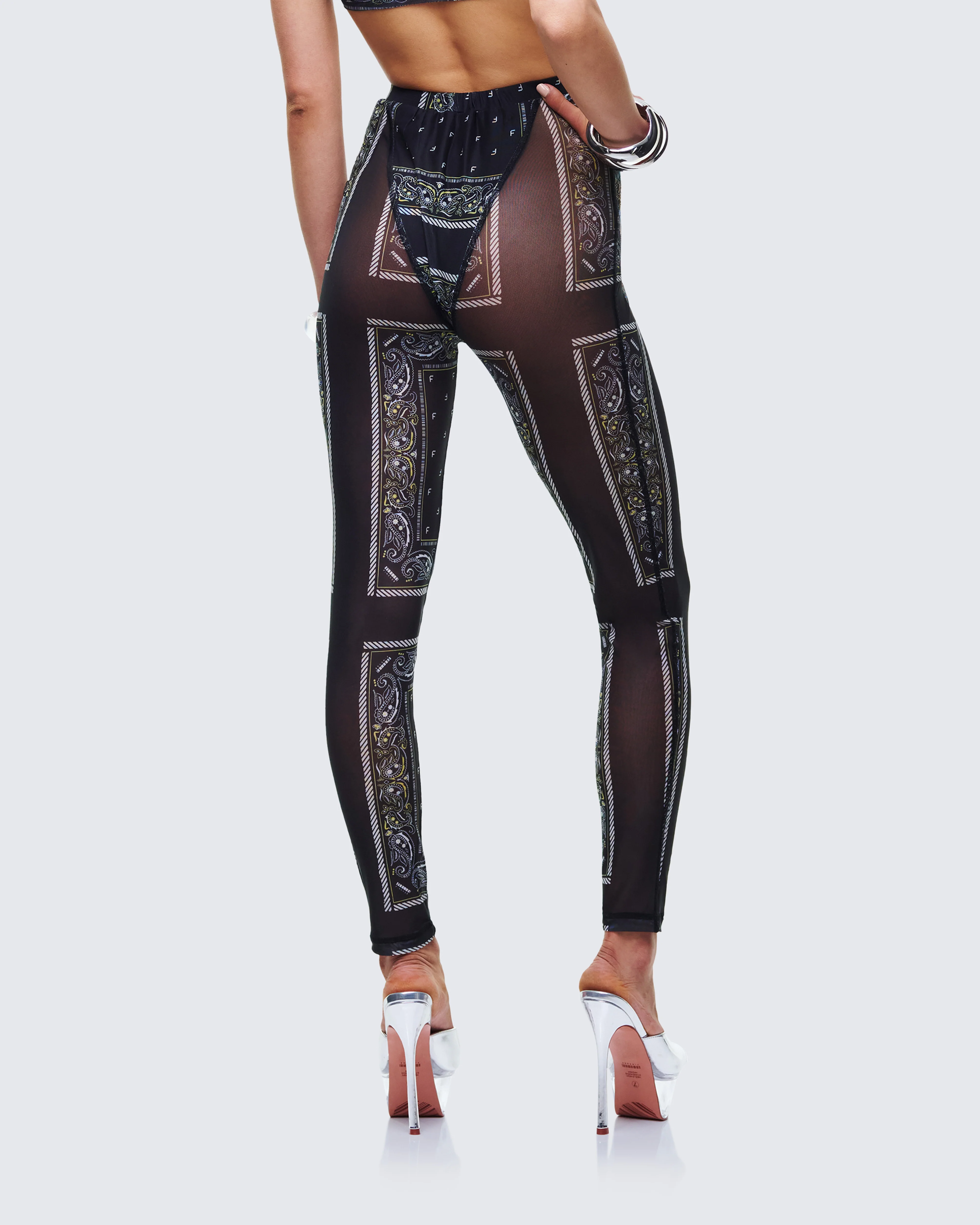 Rikku Black Bandana Mesh Leggings - Image 4