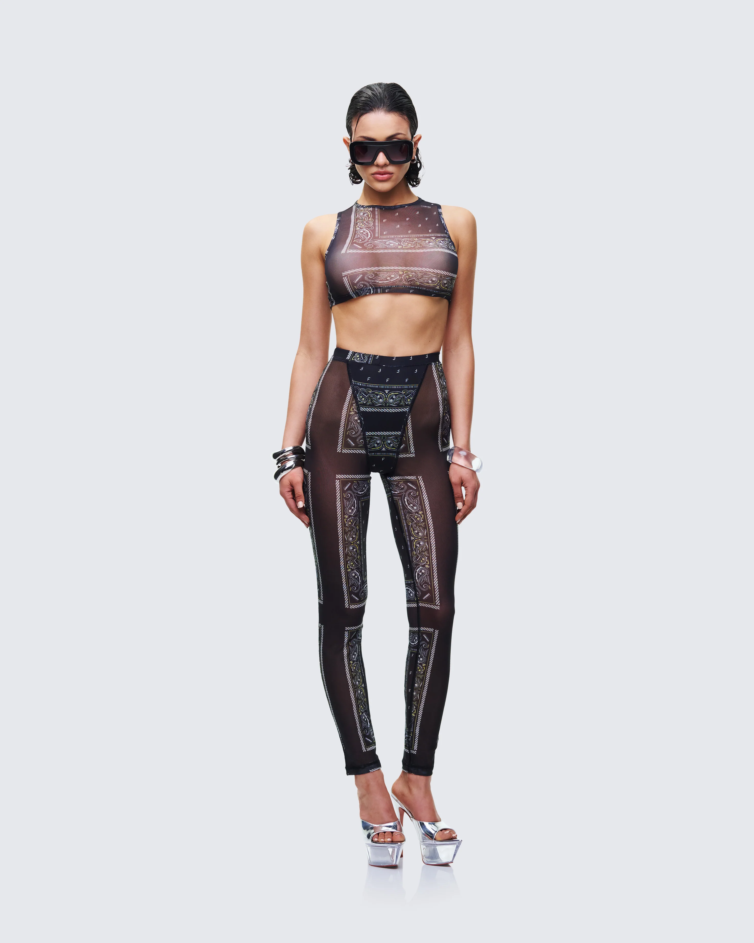Rikku Black Bandana Mesh Leggings - Image 5