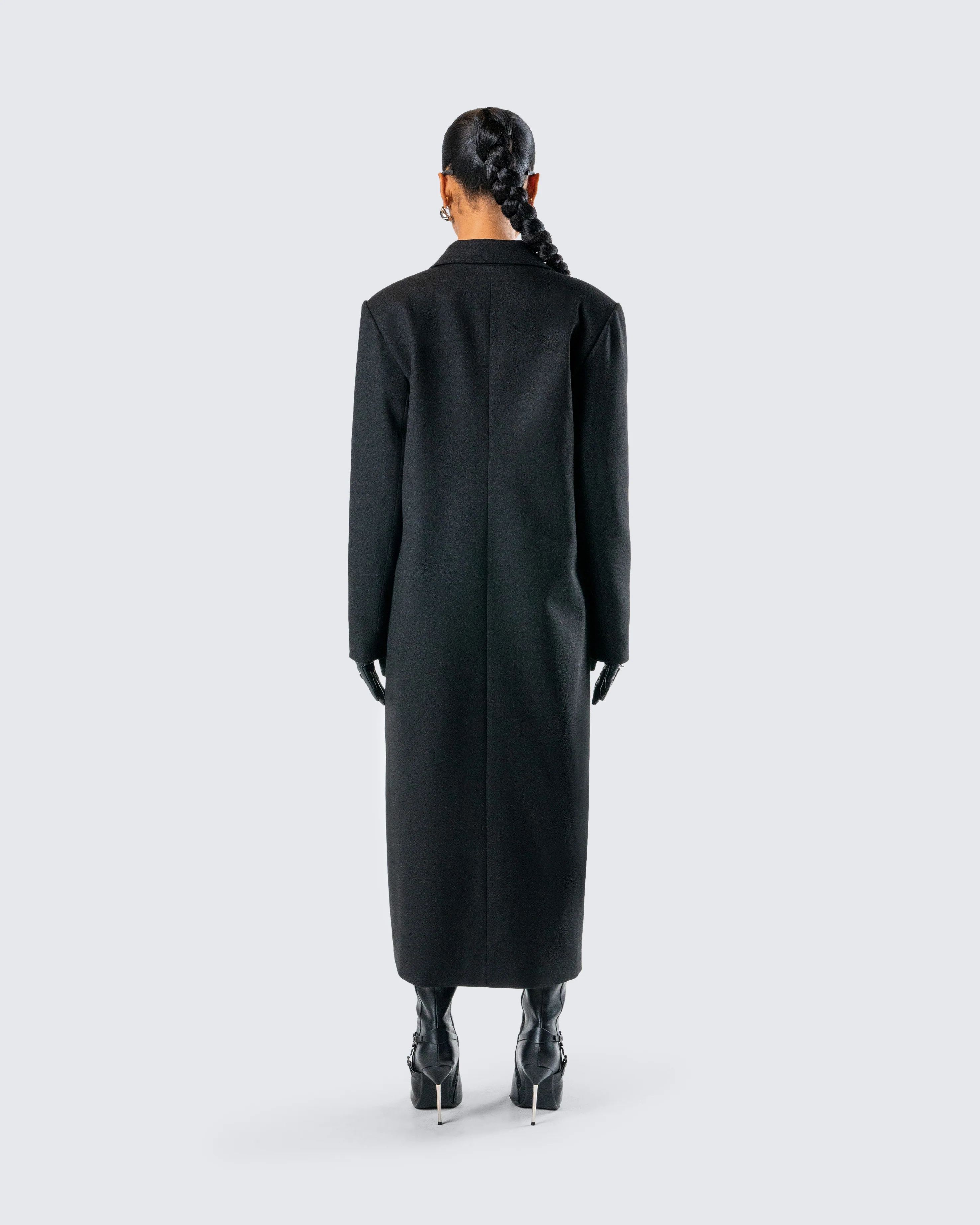 Romilly Black Double Breasted Coat - Image 7
