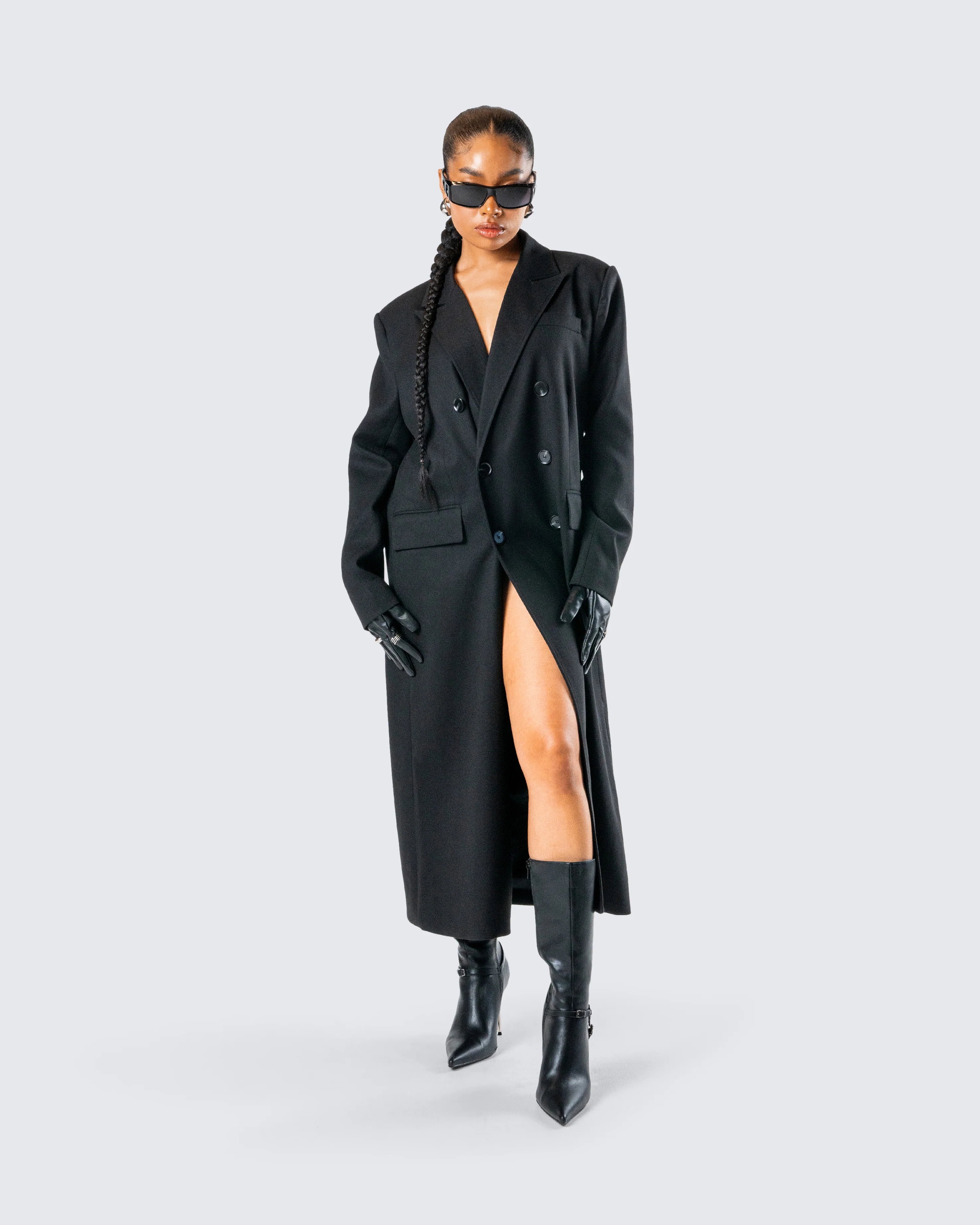Romilly Black Double Breasted Coat - Image 8