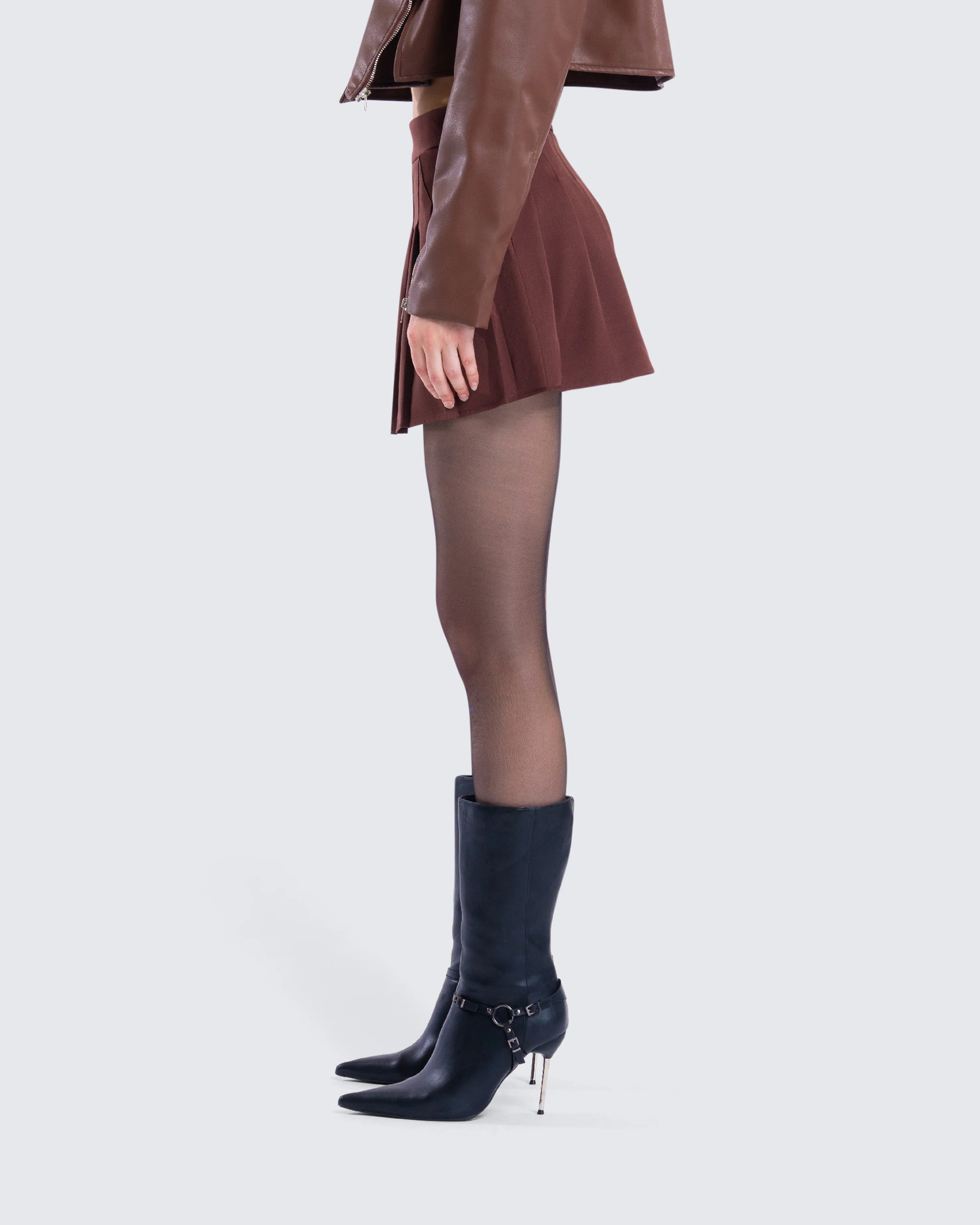 Ronny Brown Pleated Mini Skirt - Image 6