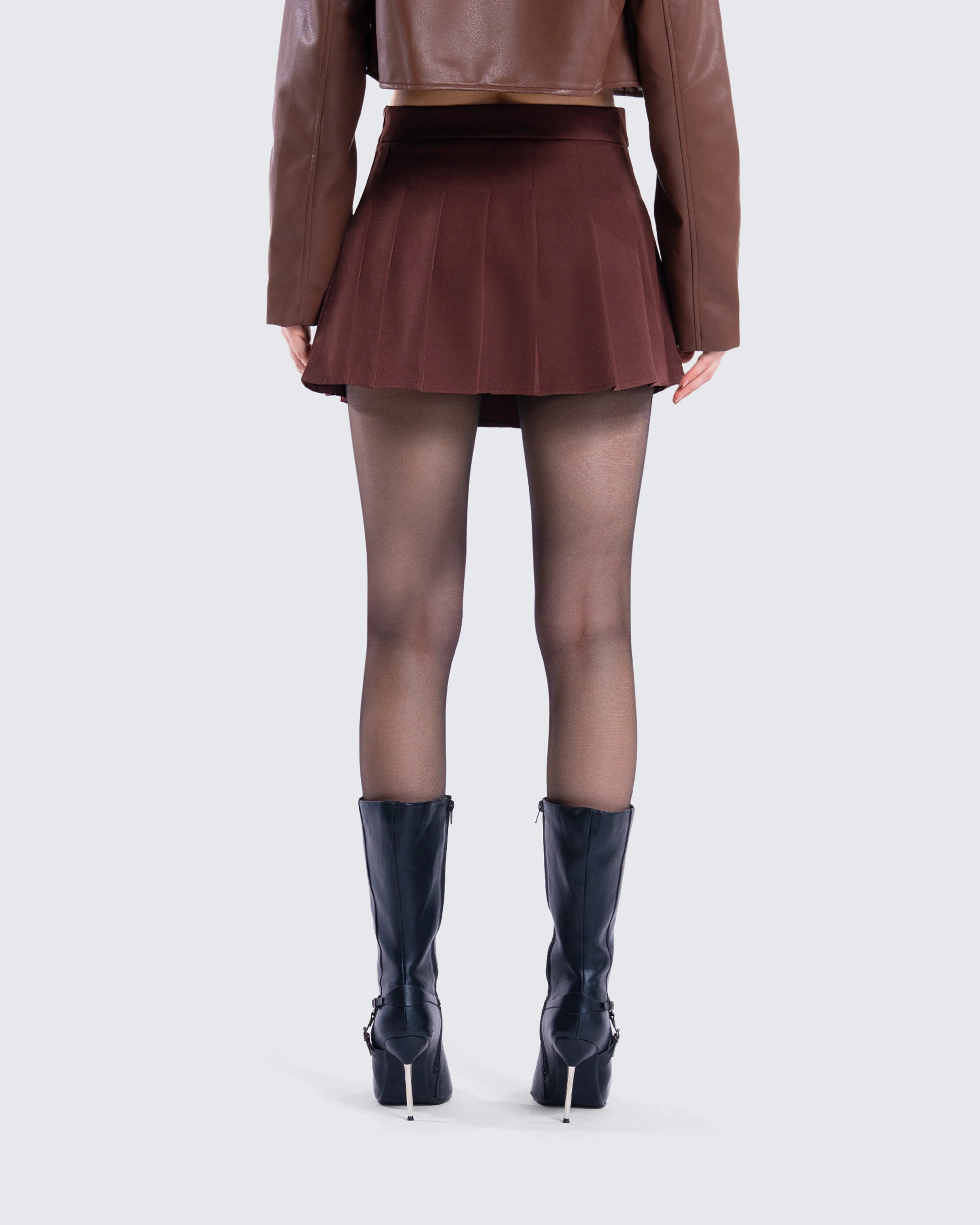 Ronny Brown Pleated Mini Skirt - Image 7