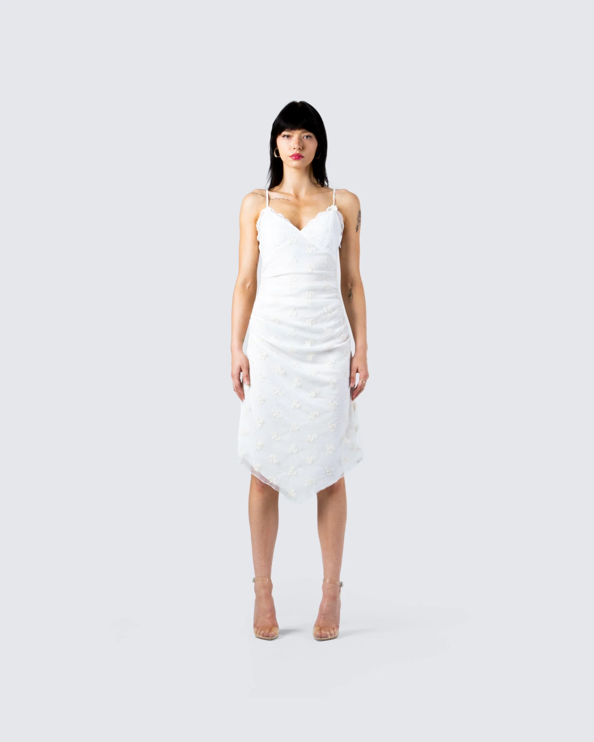 Rosa White Midi Dress - Image 4