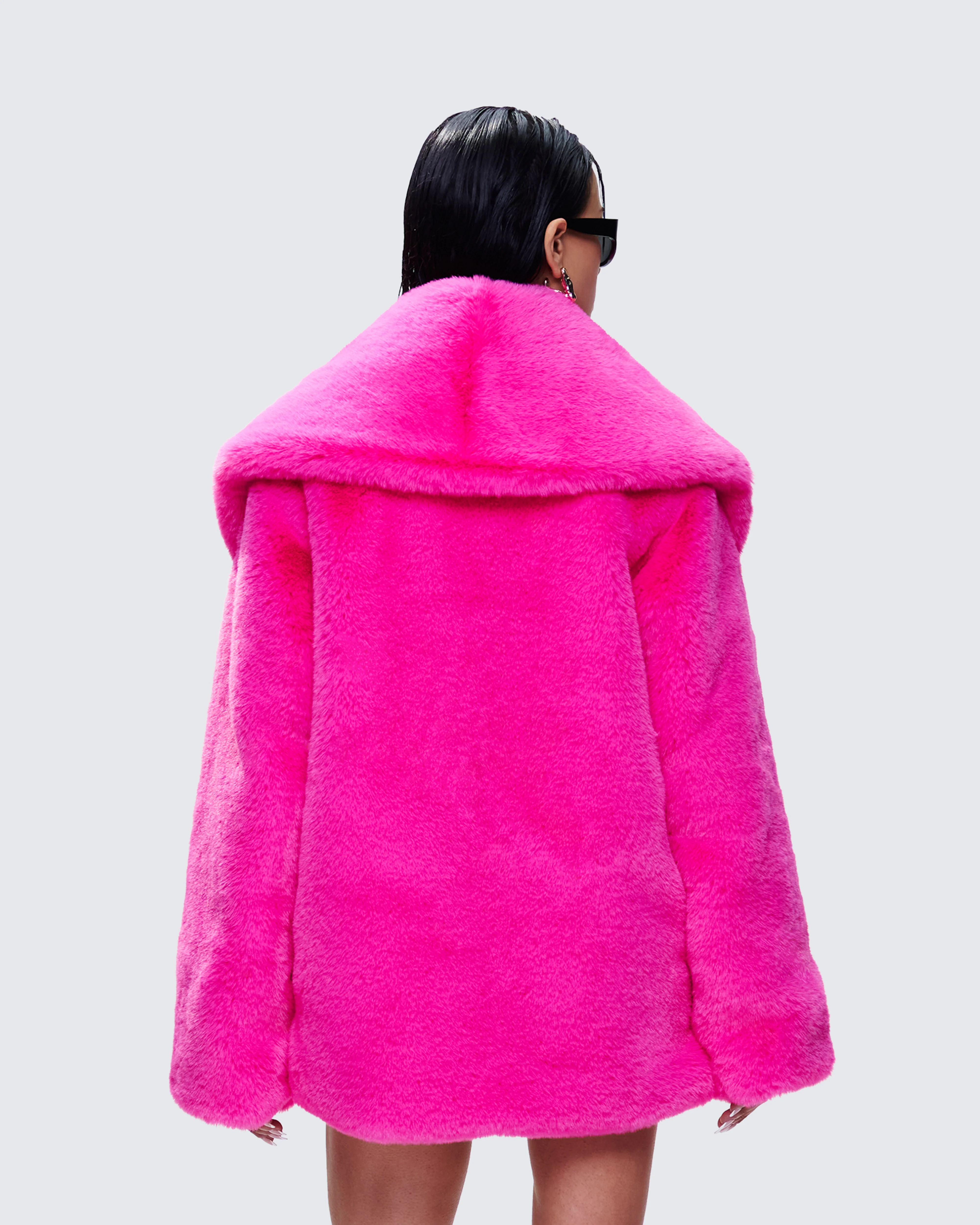 Rosamond Hot Pink Vegan Fur Jacket - Image 4