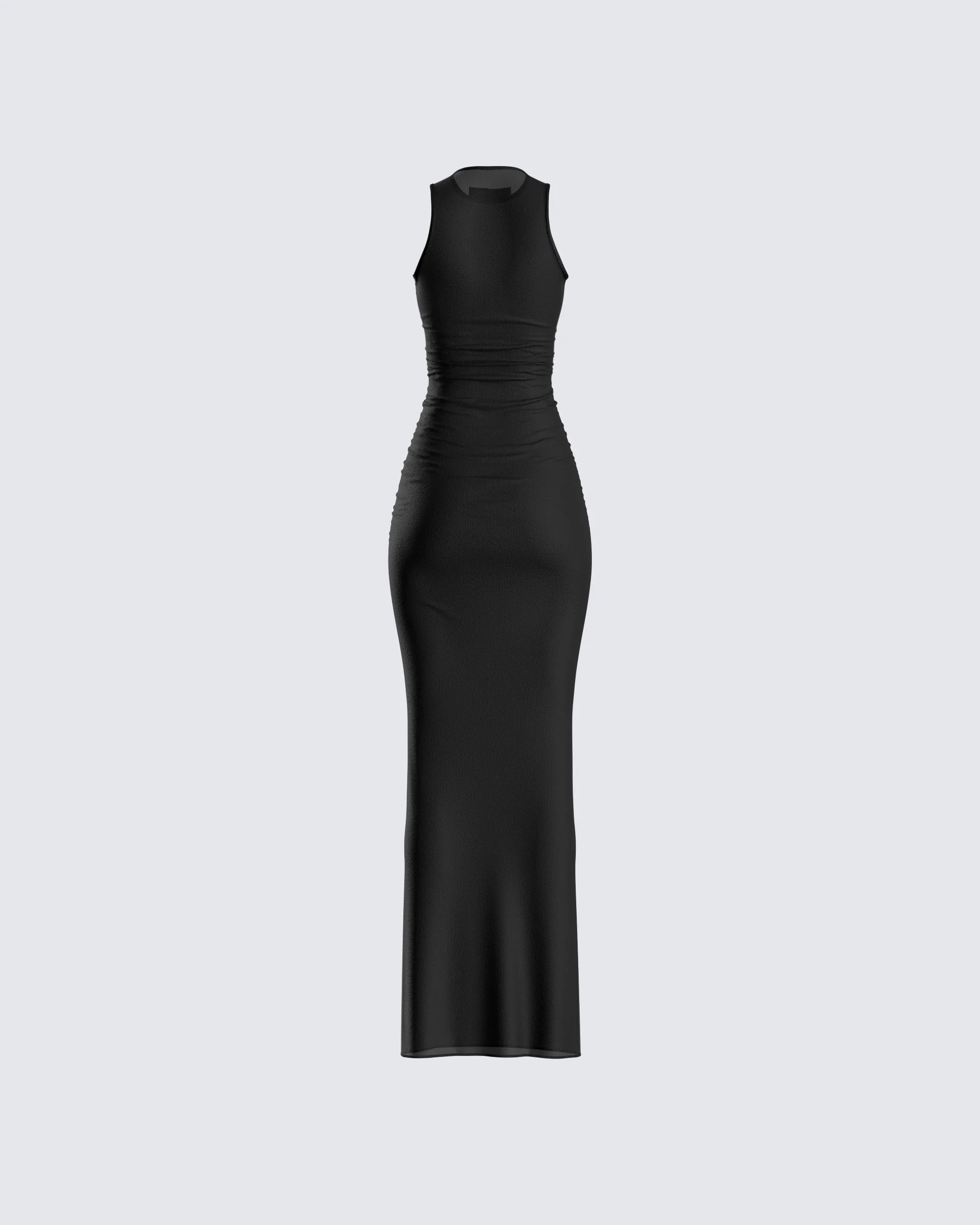 Rosario Black Mesh Maxi Dress - Image 3