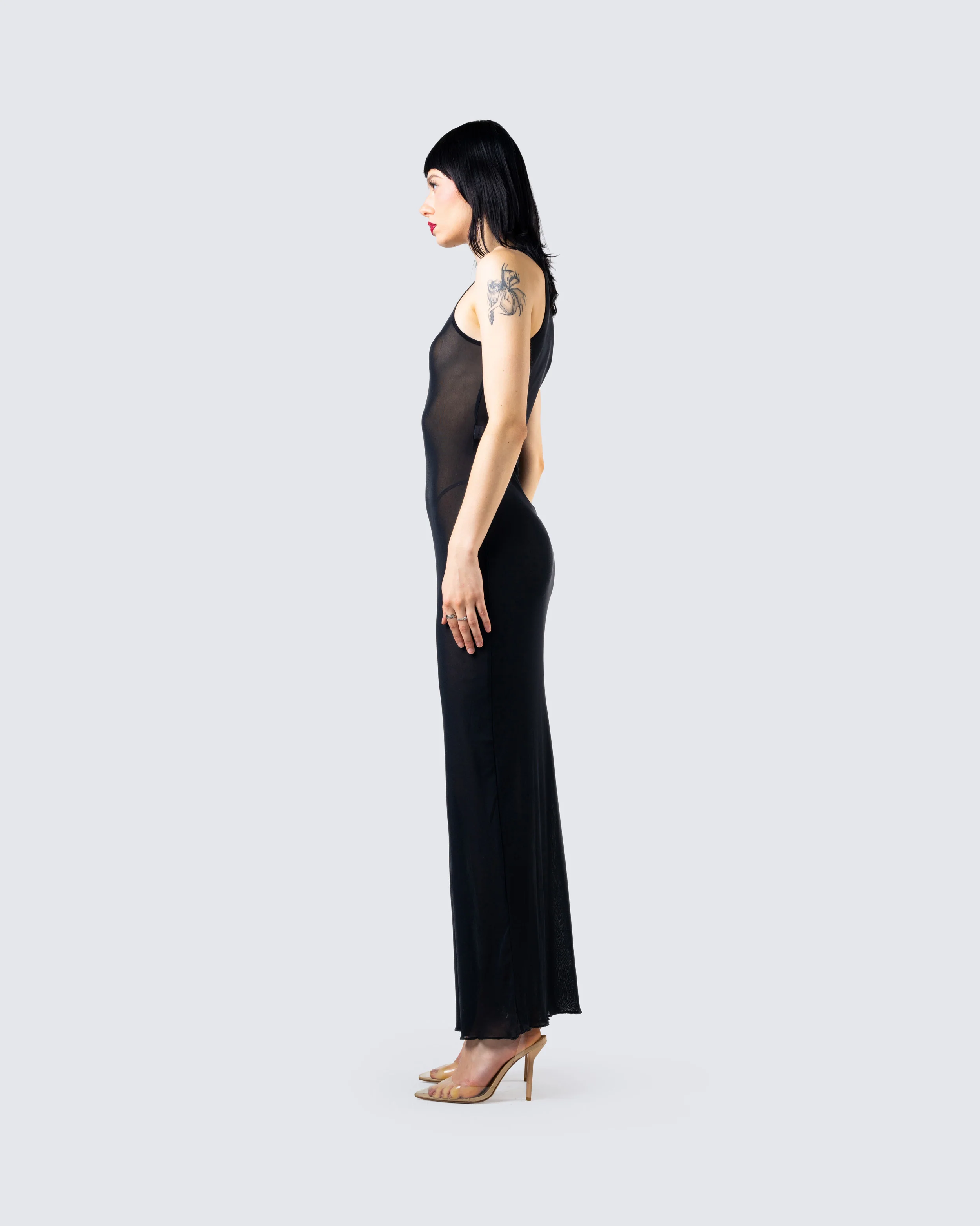 Rosario Black Mesh Maxi Dress - Image 5