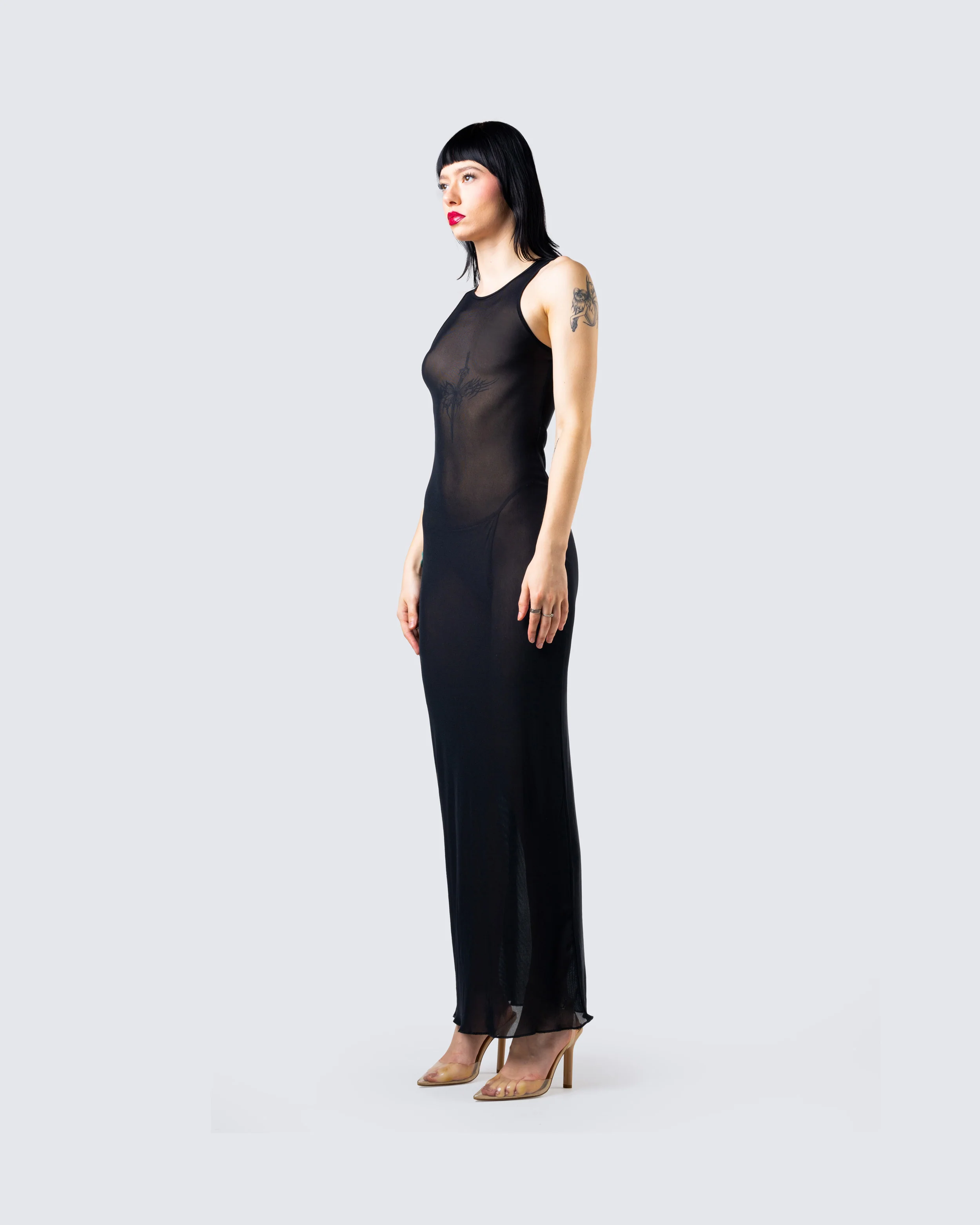 Rosario Black Mesh Maxi Dress - Image 7
