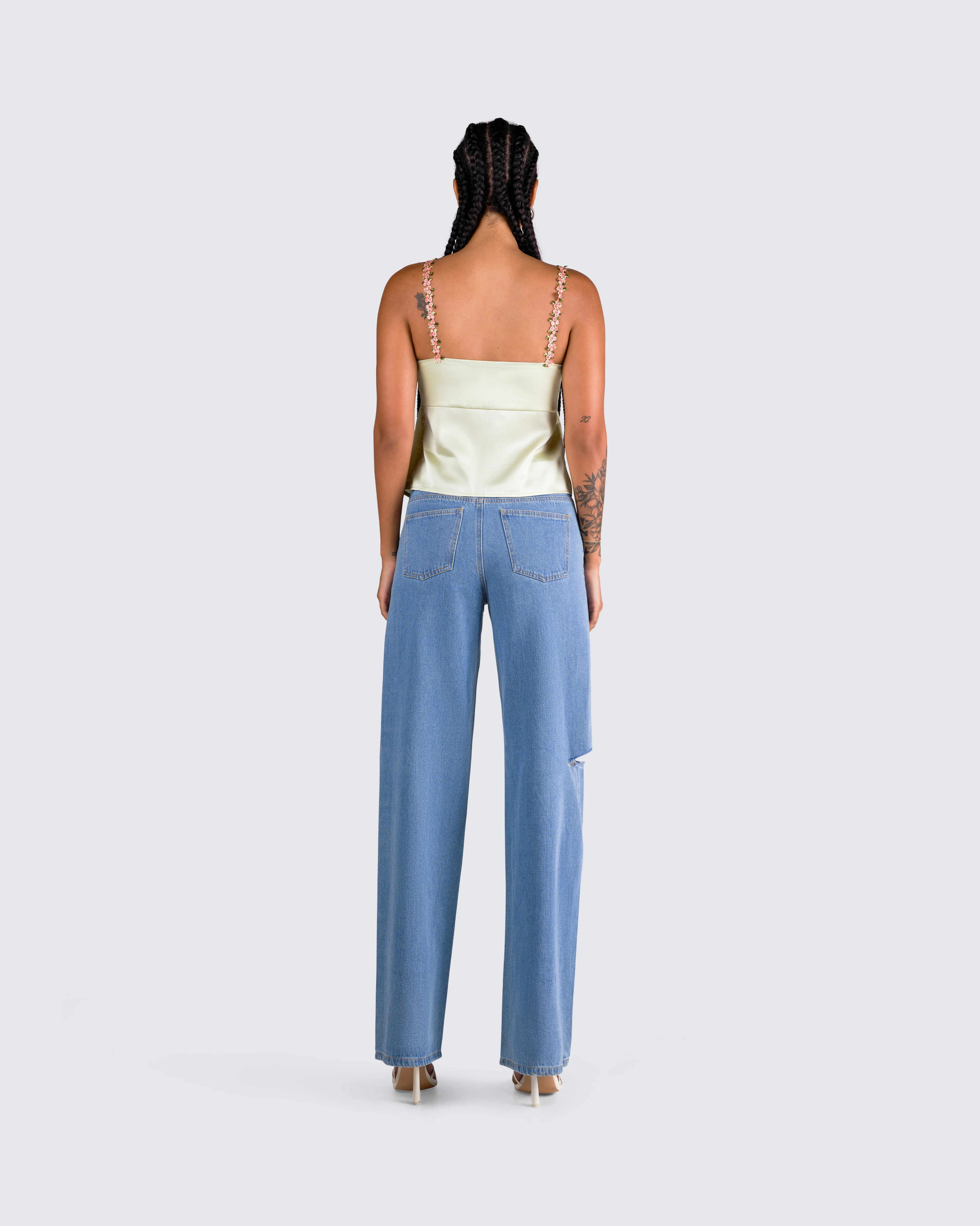 Rosella Olive Satin Twist Top - Image 7