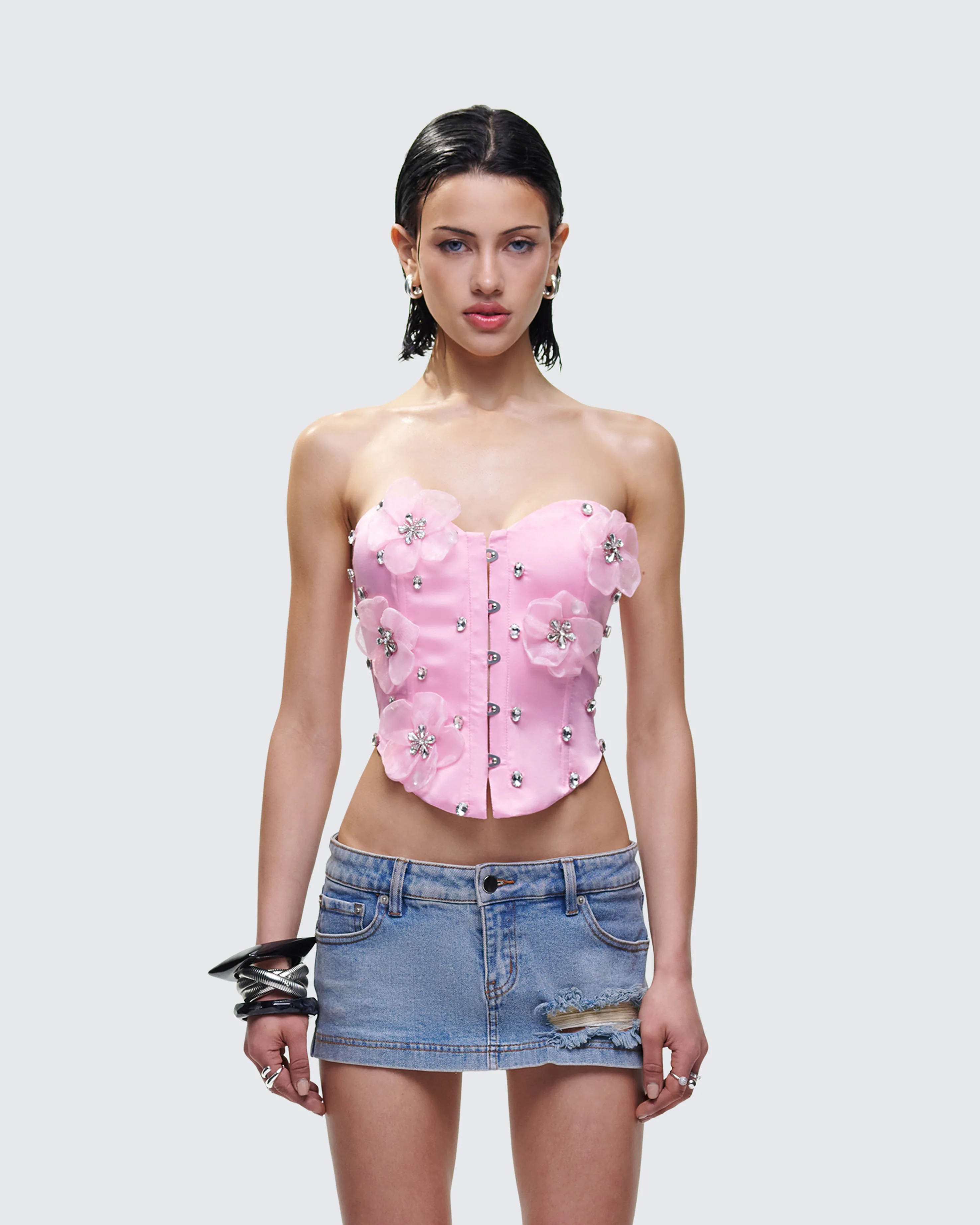 Roselle Pink Rhinestone Corset Top - Image 2