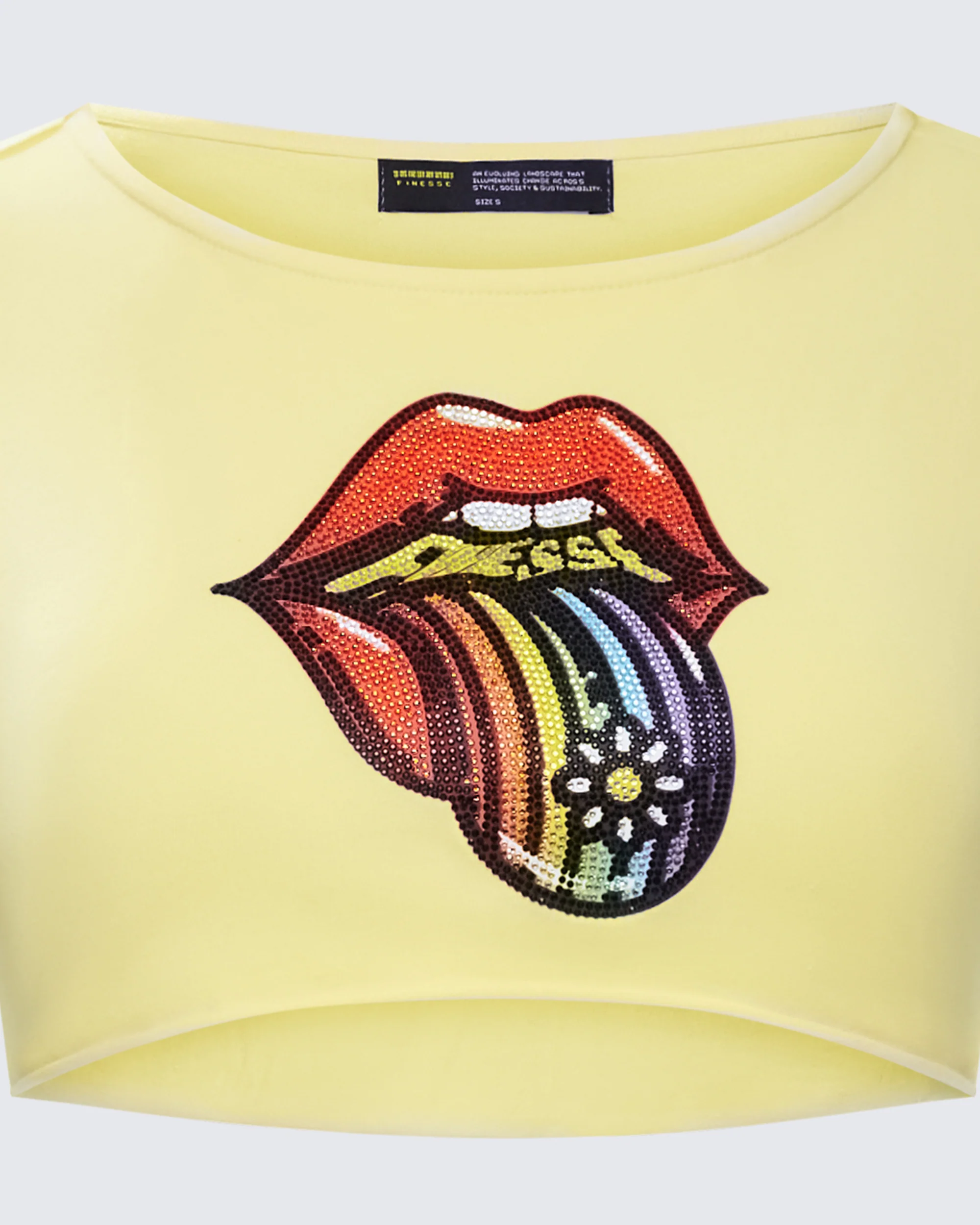Rubina Yellow Graphic Crop Top - Image 6