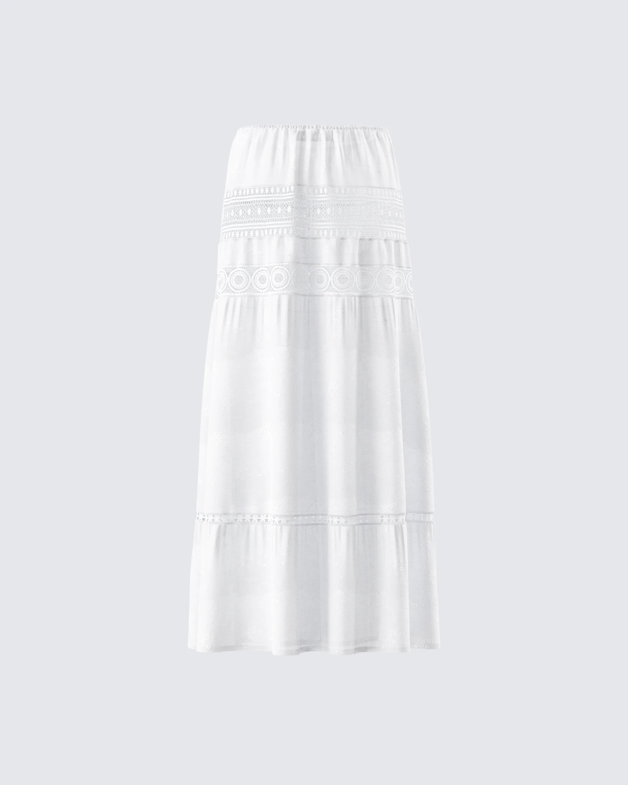 Rue White Cotton Floral Maxi Skirt - Image 3