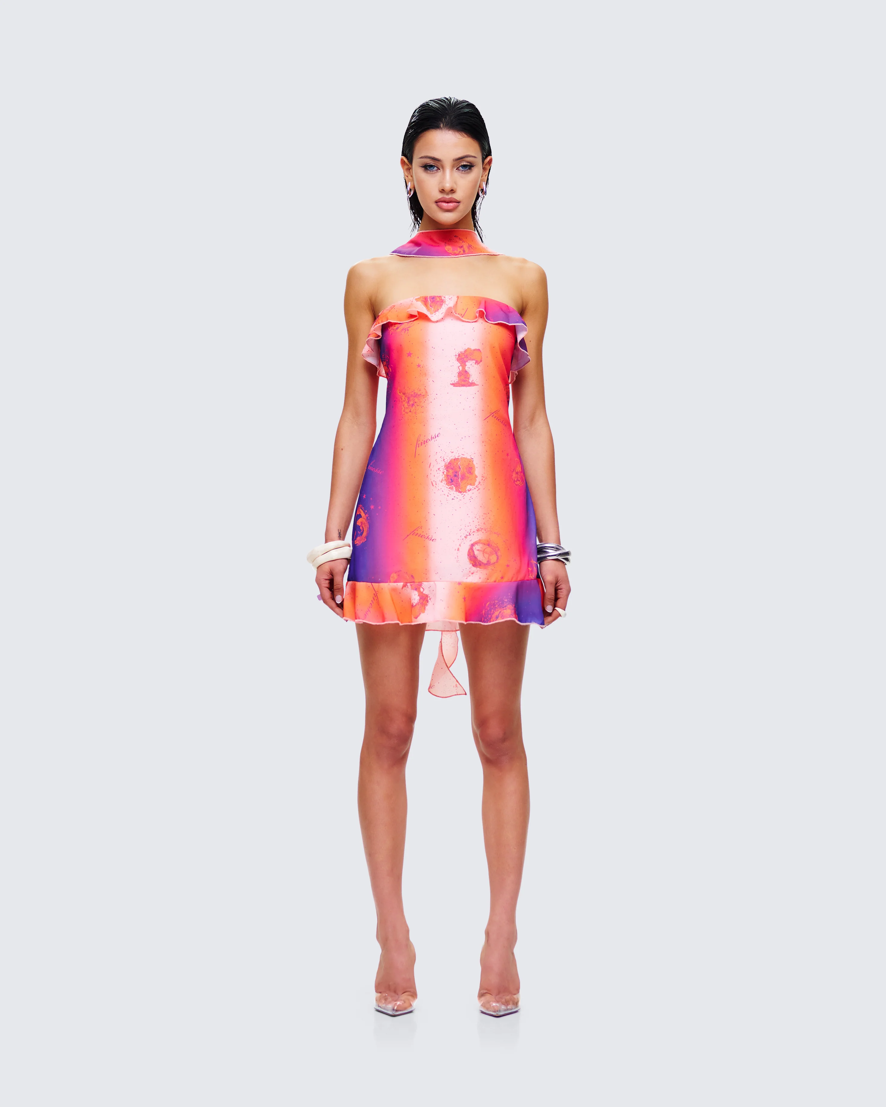 Ryann Multi Celestial Print Mini Dress - Image 4