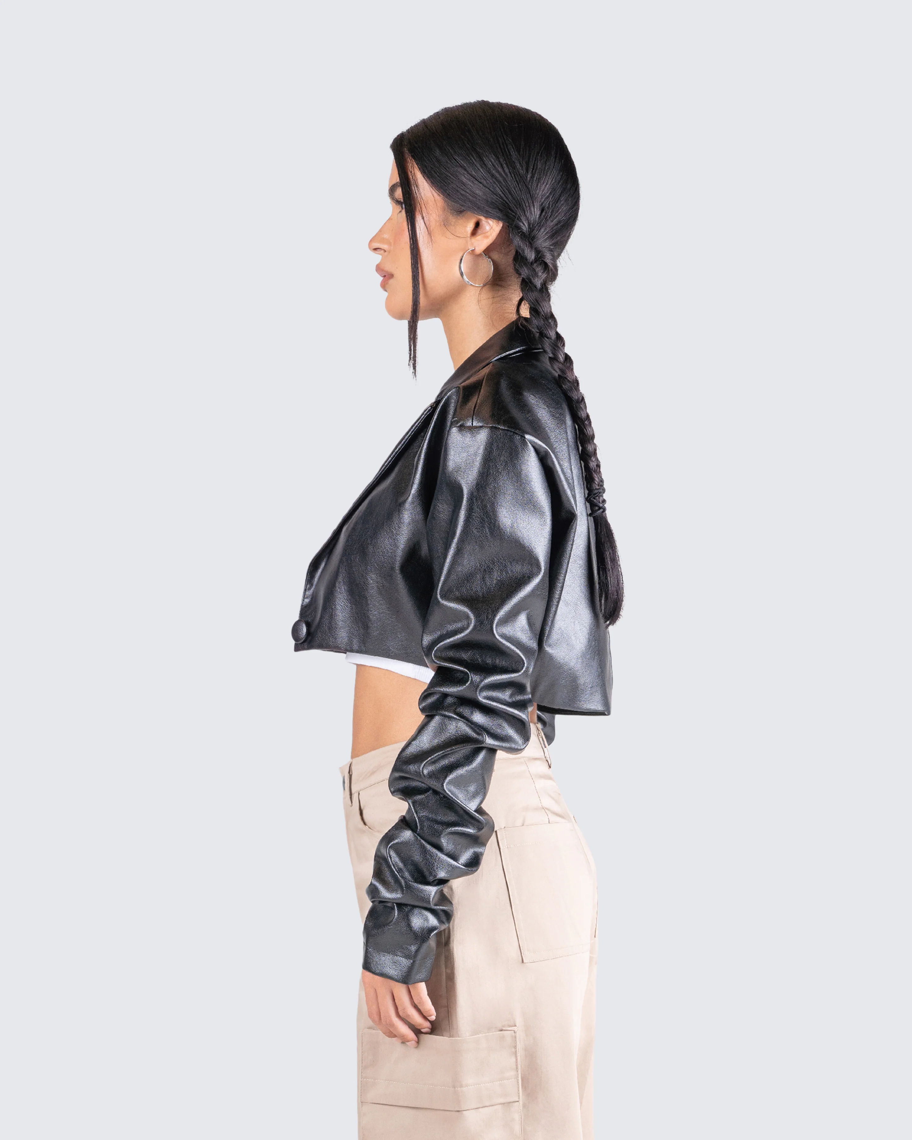 Ryder Black Cropped Jacket - Image 6