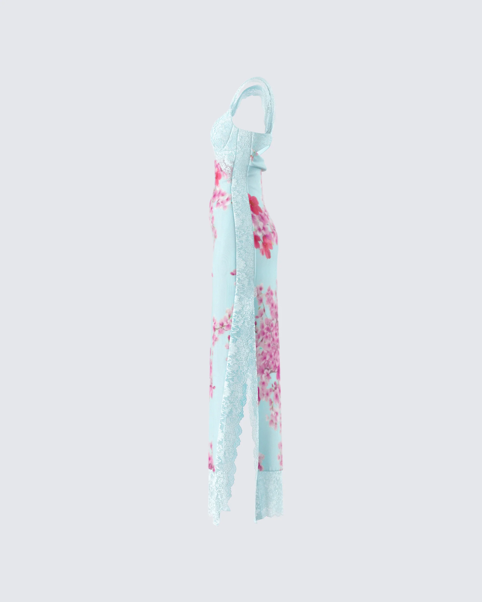 Ryliana Green Floral Mesh Maxi Dress - Image 2