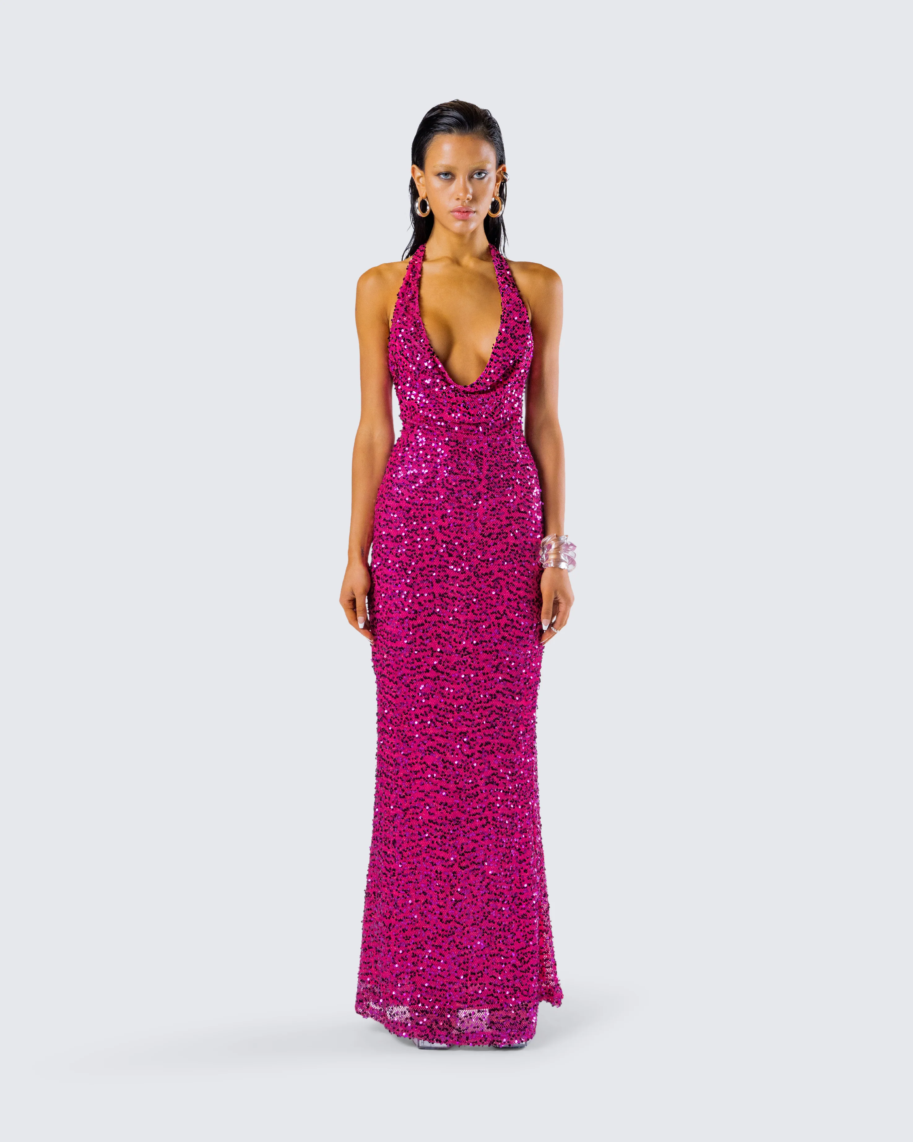 Sabine Purple Sequin Maxi Dress - Image 4