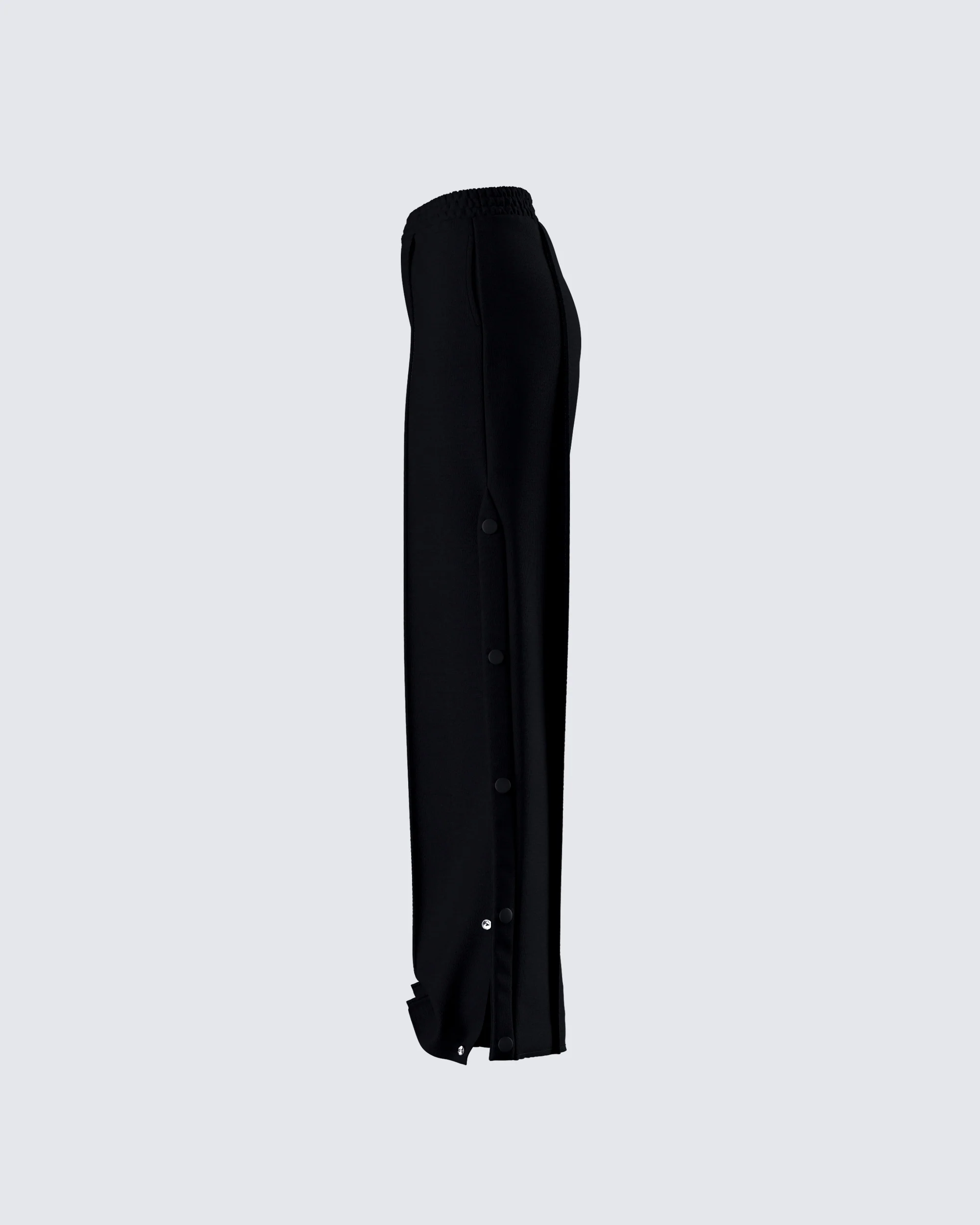 Saige Black Popper Detail Loose Sweatpant - Image 2