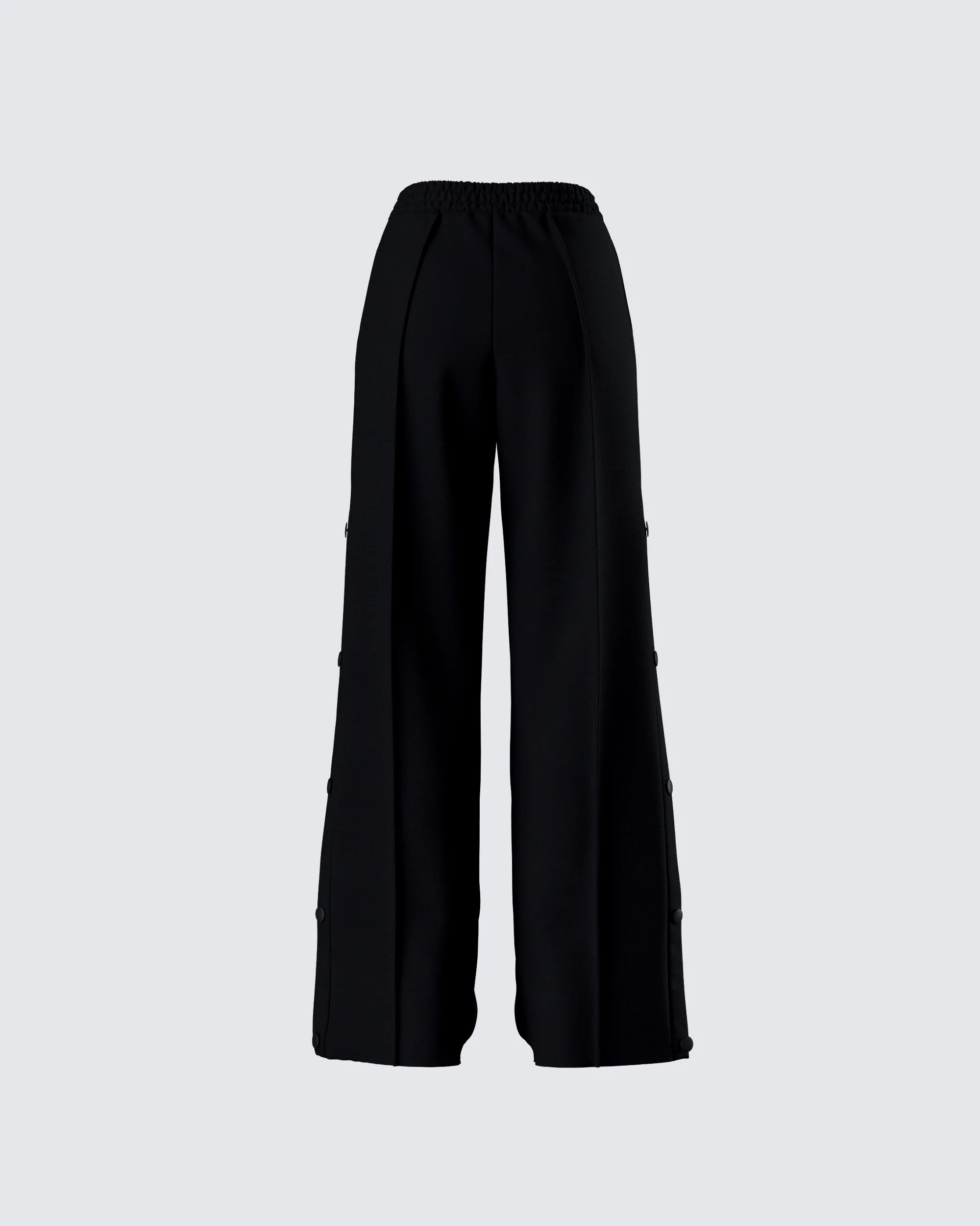 Saige Black Popper Detail Loose Sweatpant - Image 3