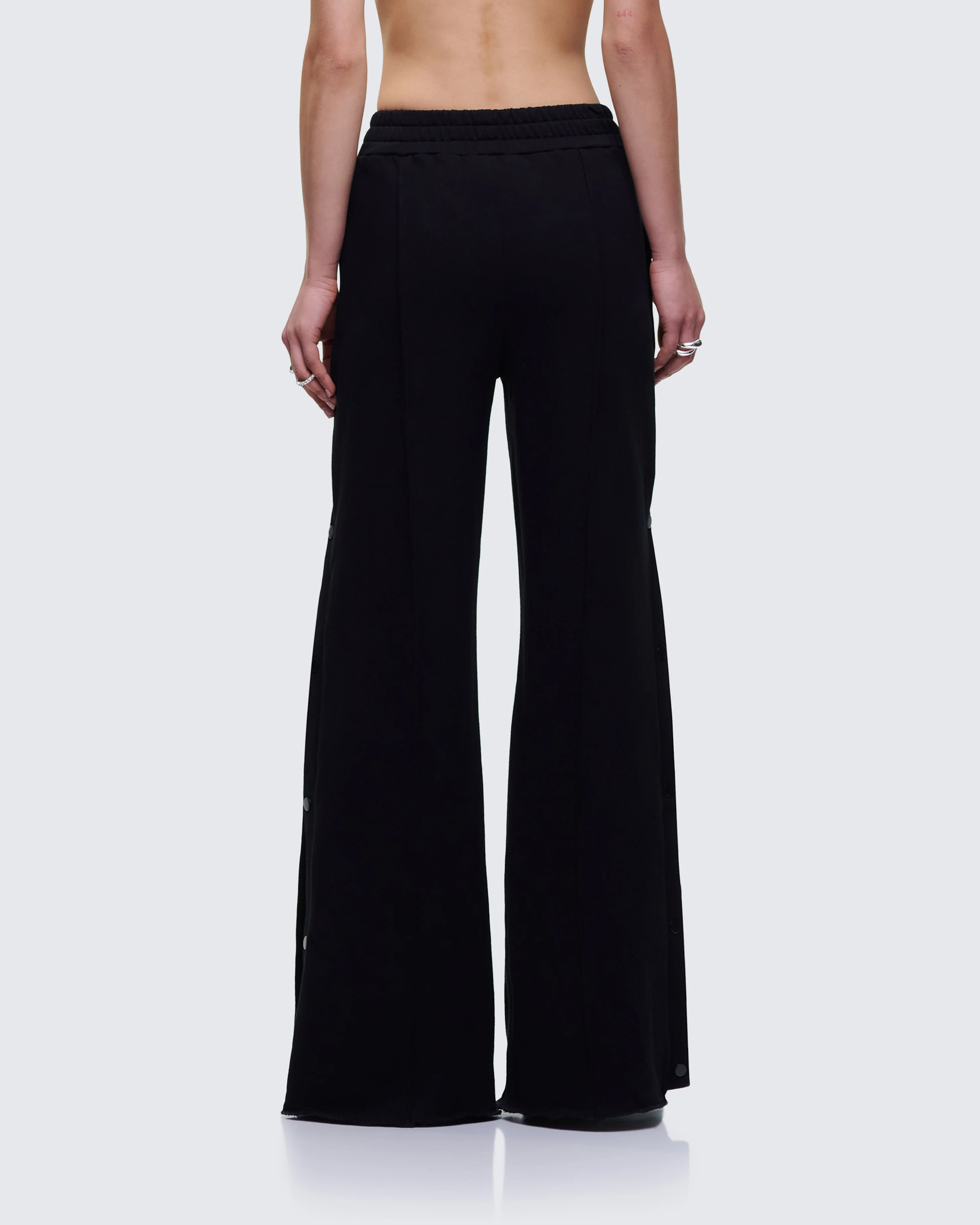 Saige Black Popper Detail Loose Sweatpant - Image 6