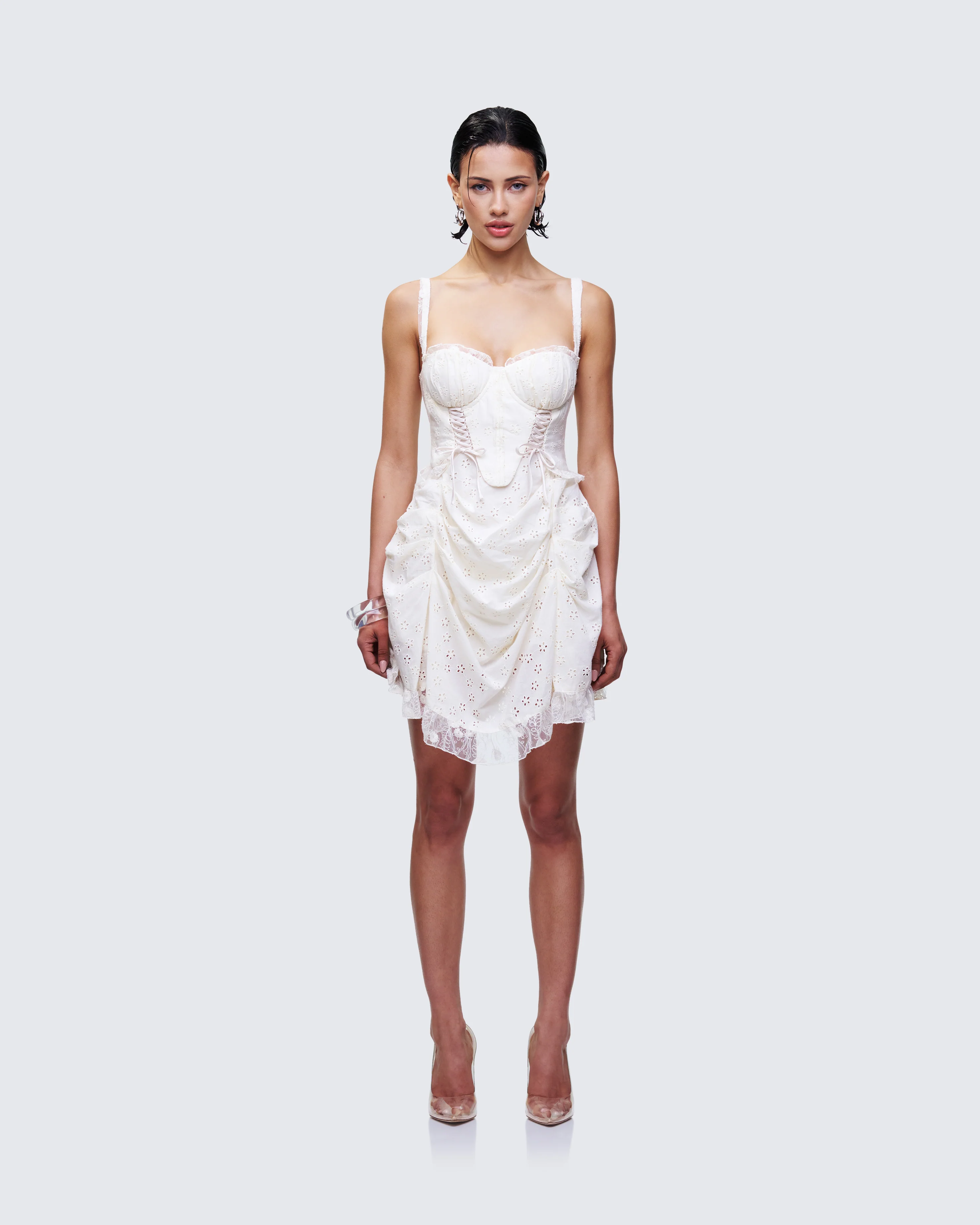 Sallie Ivory Eyelet Corset Mini Dress - Image 2
