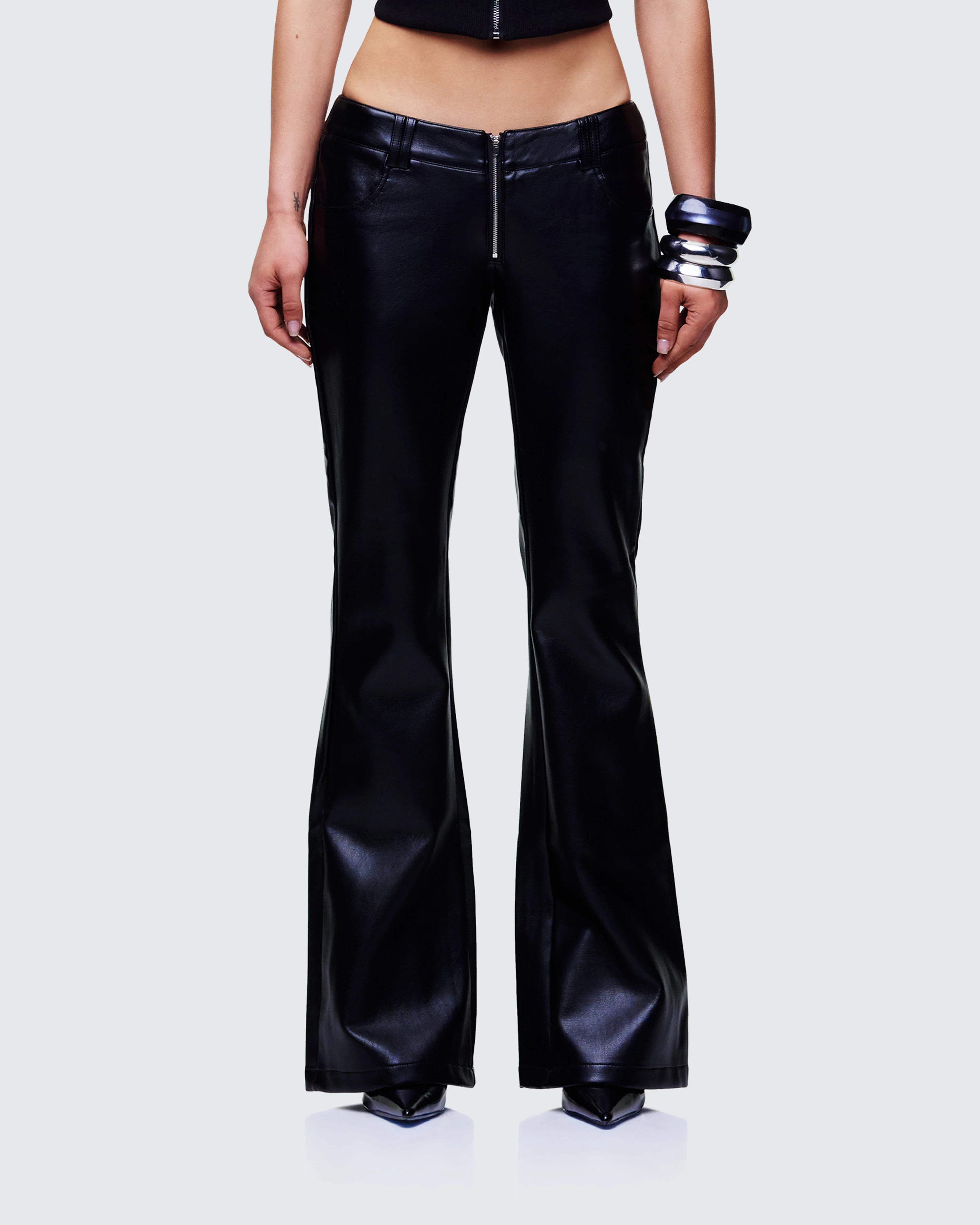 Salma Black Faux Lace Back Pants - Image 2