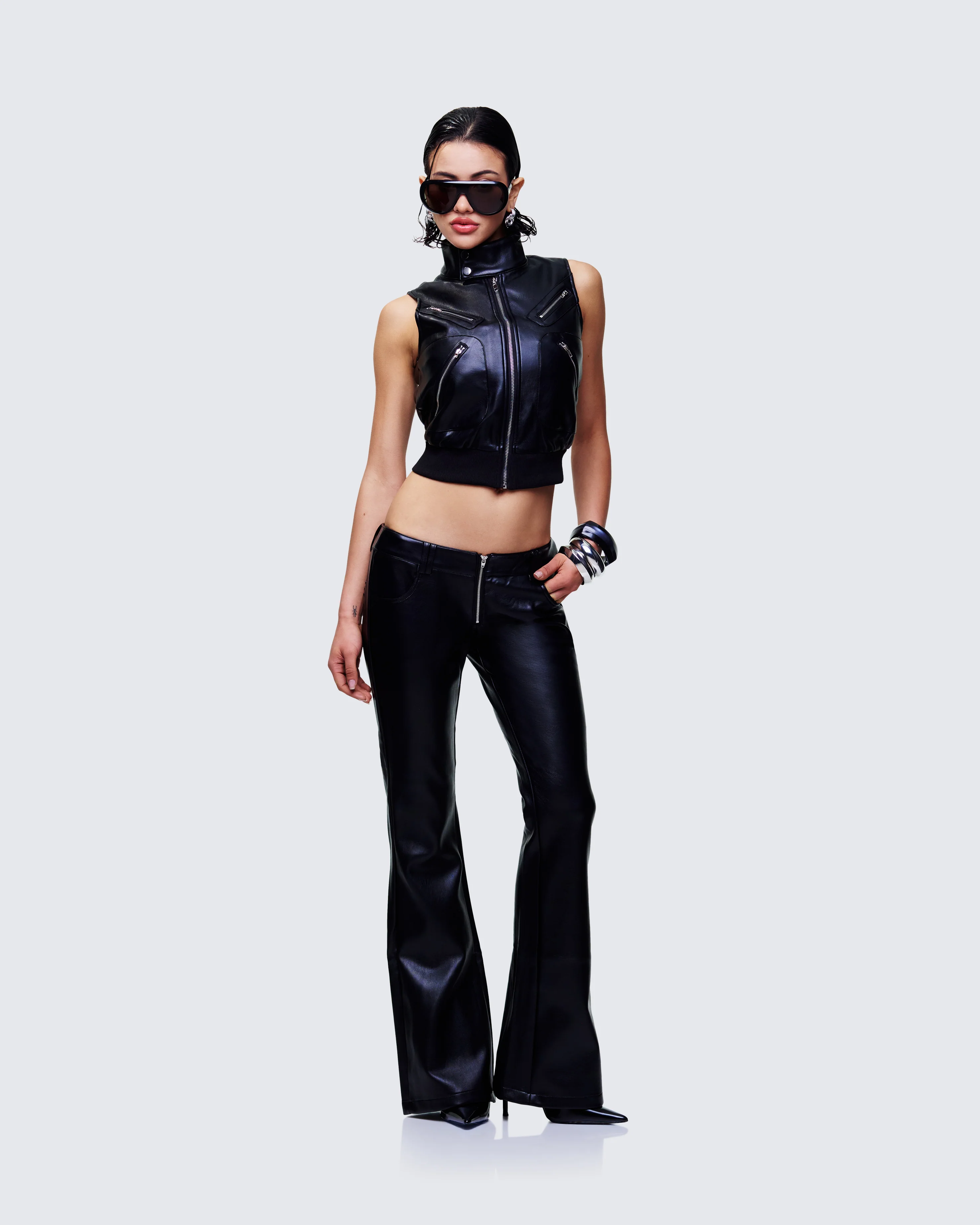 Salma Black Faux Lace Back Pants - Image 5