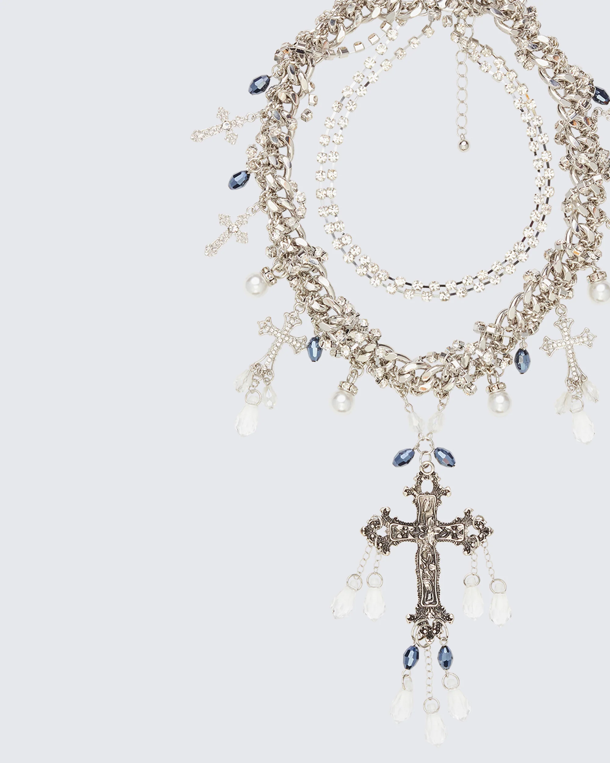 Salwa Silver Multi Crucifix Necklace - Image 2