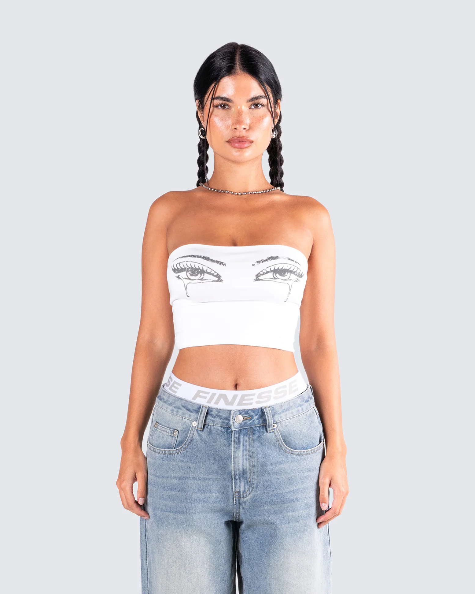 Samia White Graphic Tube Top - Image 4