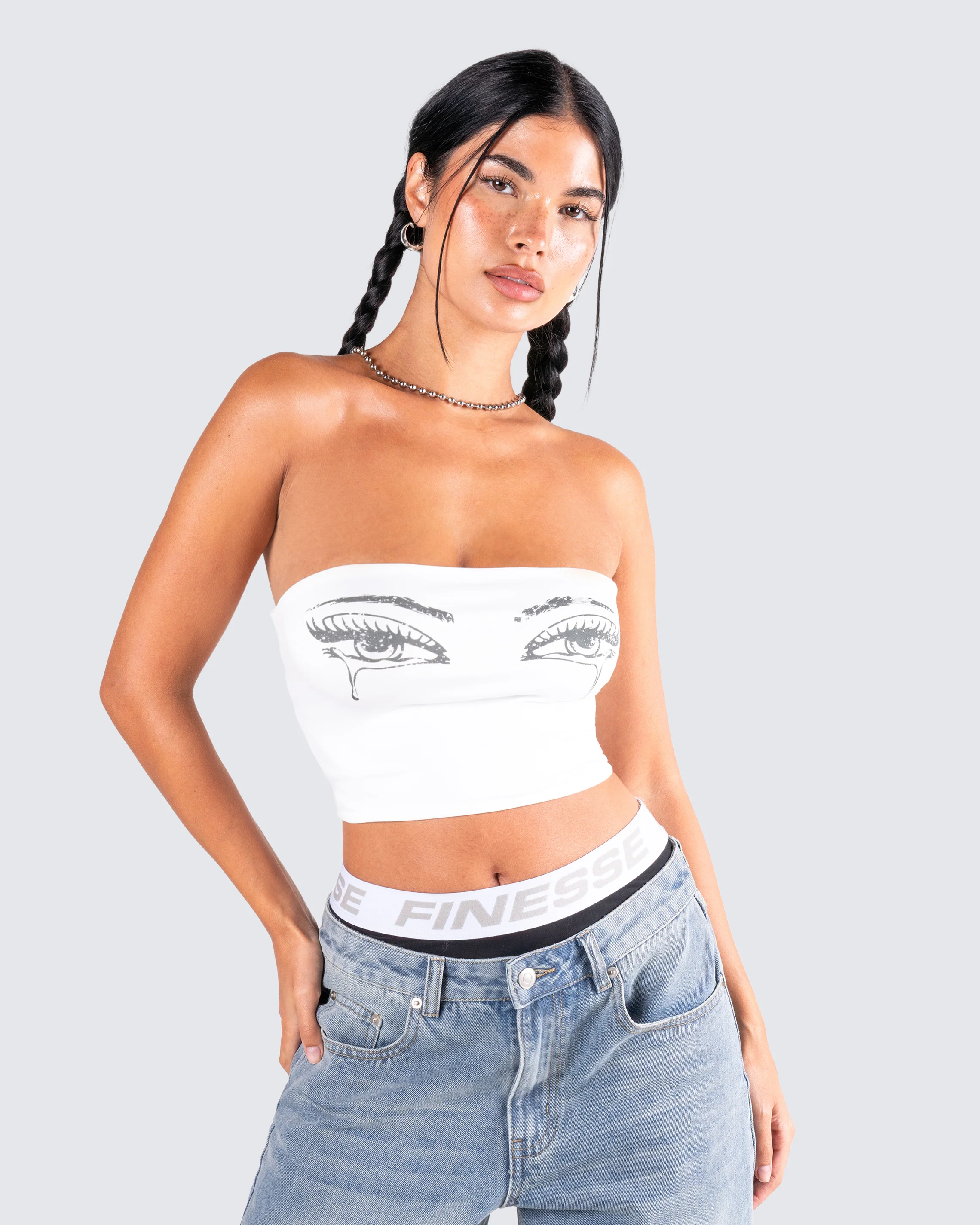 Samia White Graphic Tube Top - Image 7