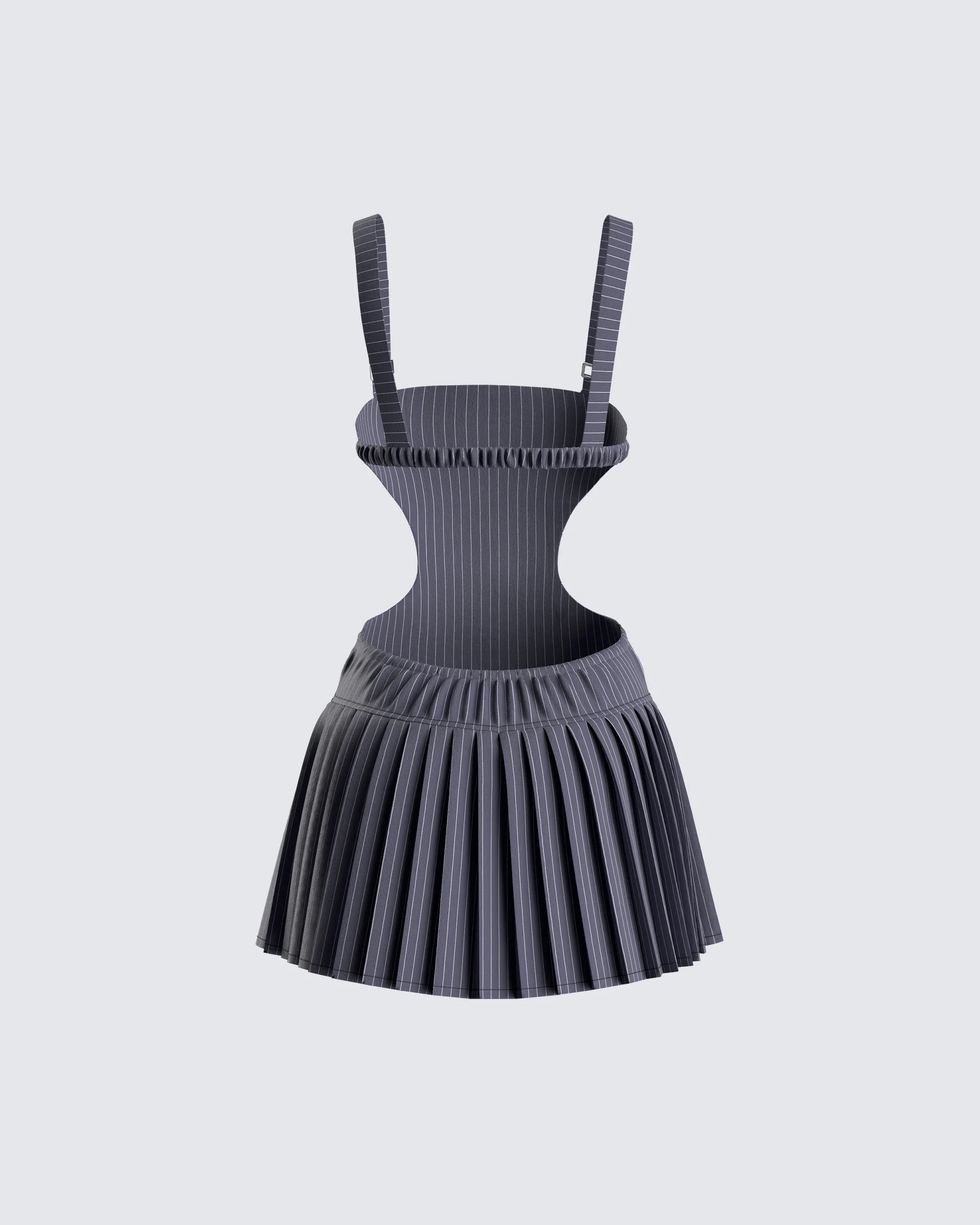 Samus Grey Pinstripe Mini Dress - Image 3
