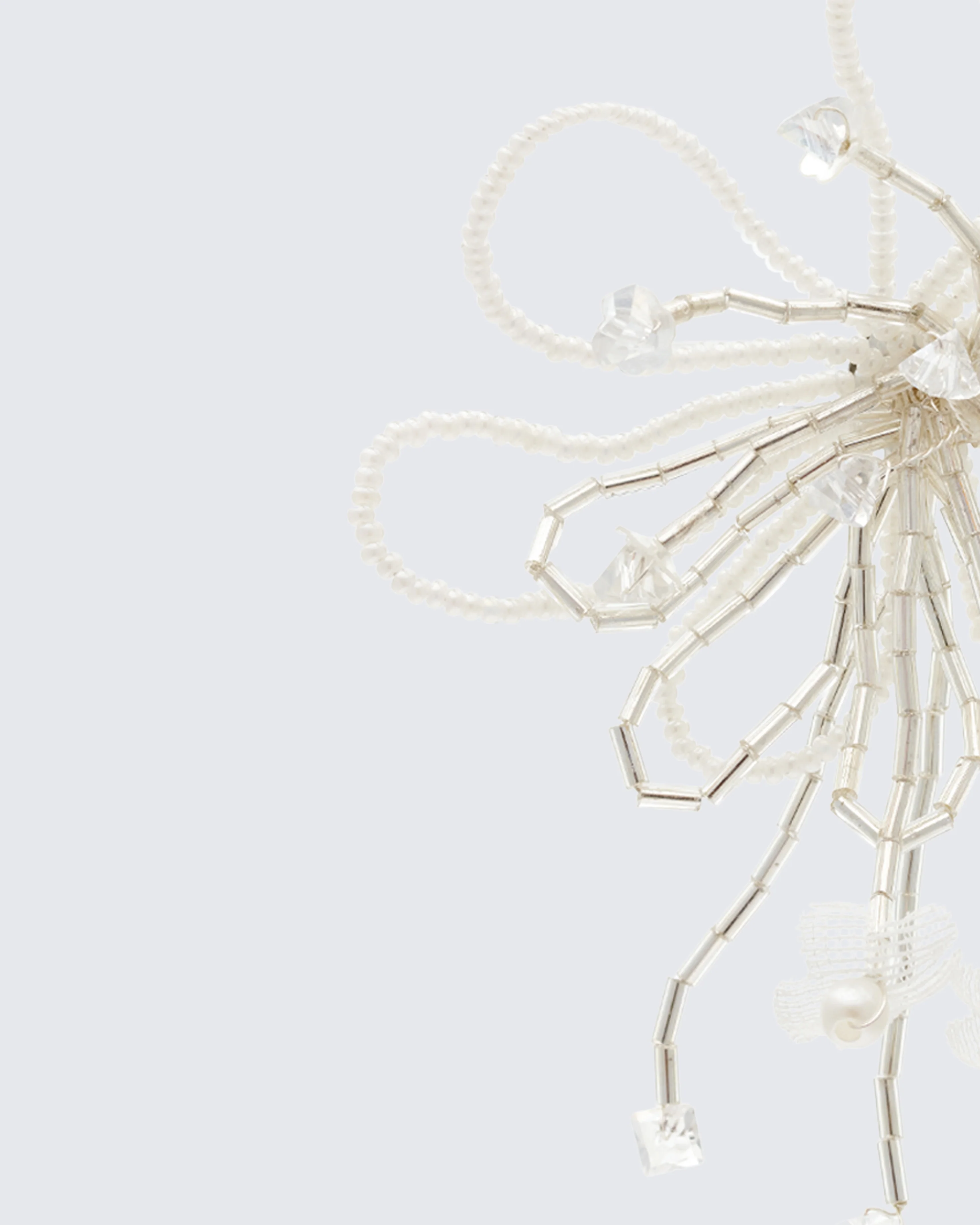 Sandra White Beaded Flower Earrings - Image 3