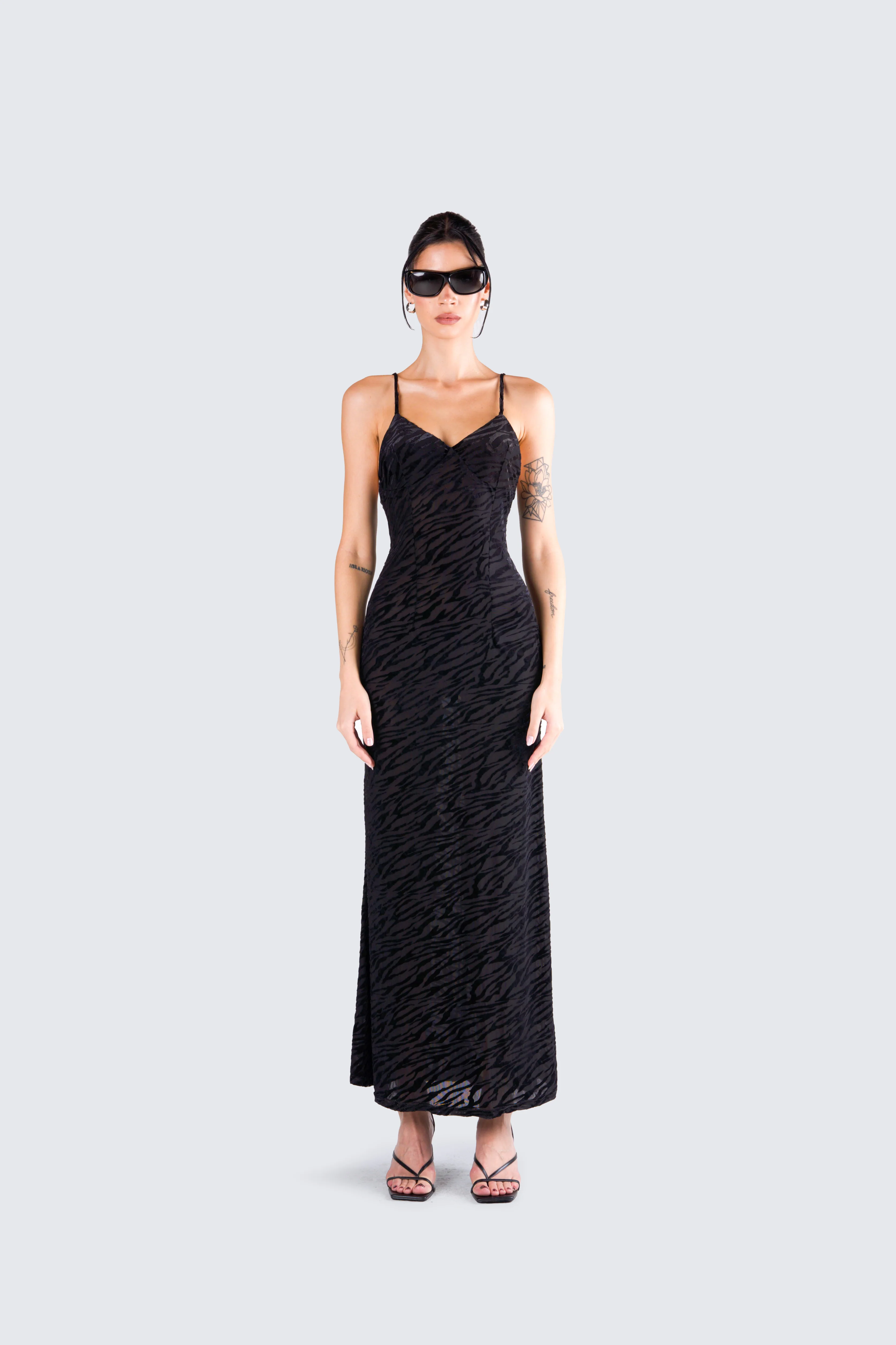 Santana Black Mesh Maxi Dress - Image 4