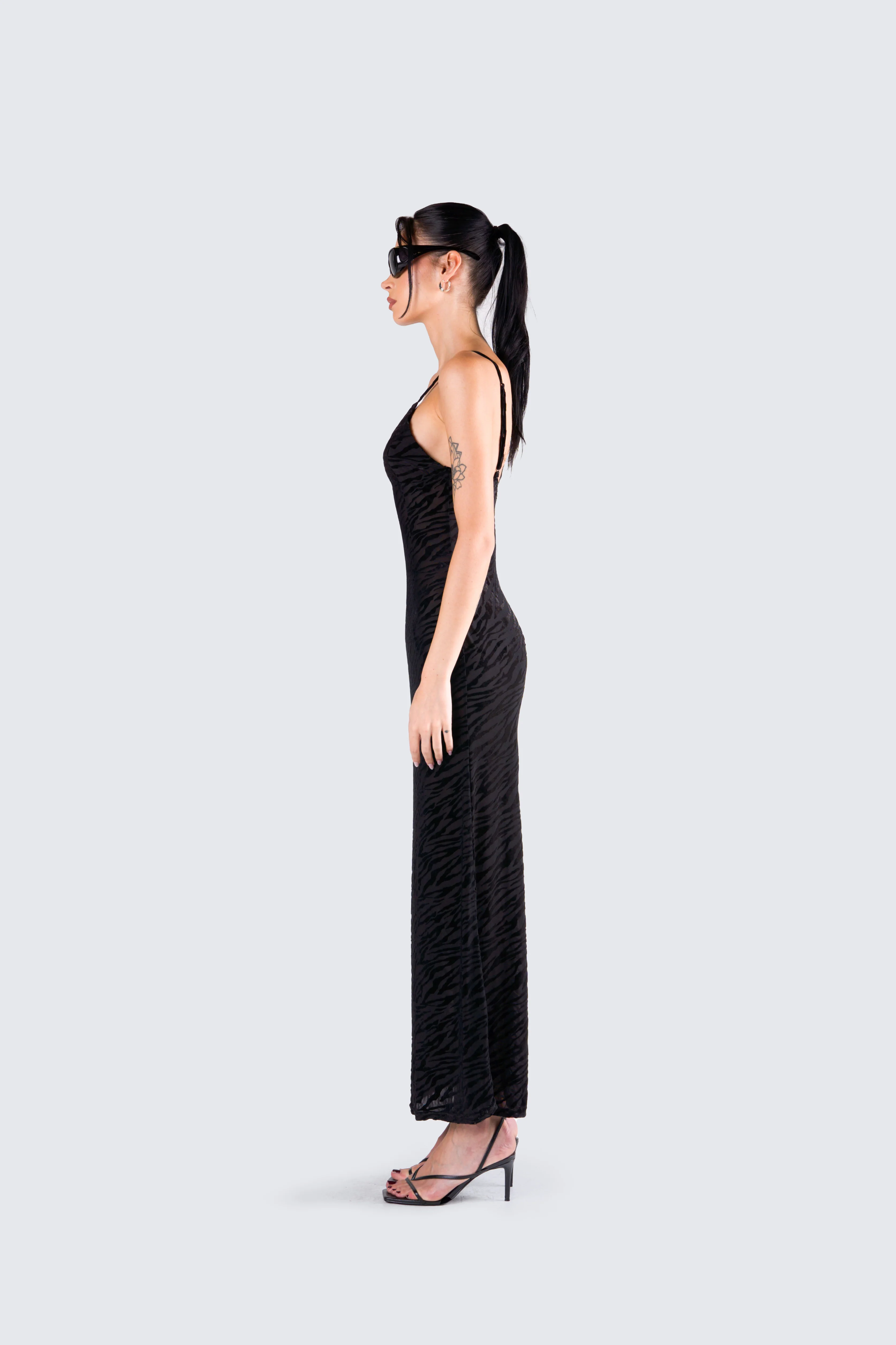 Santana Black Mesh Maxi Dress - Image 6