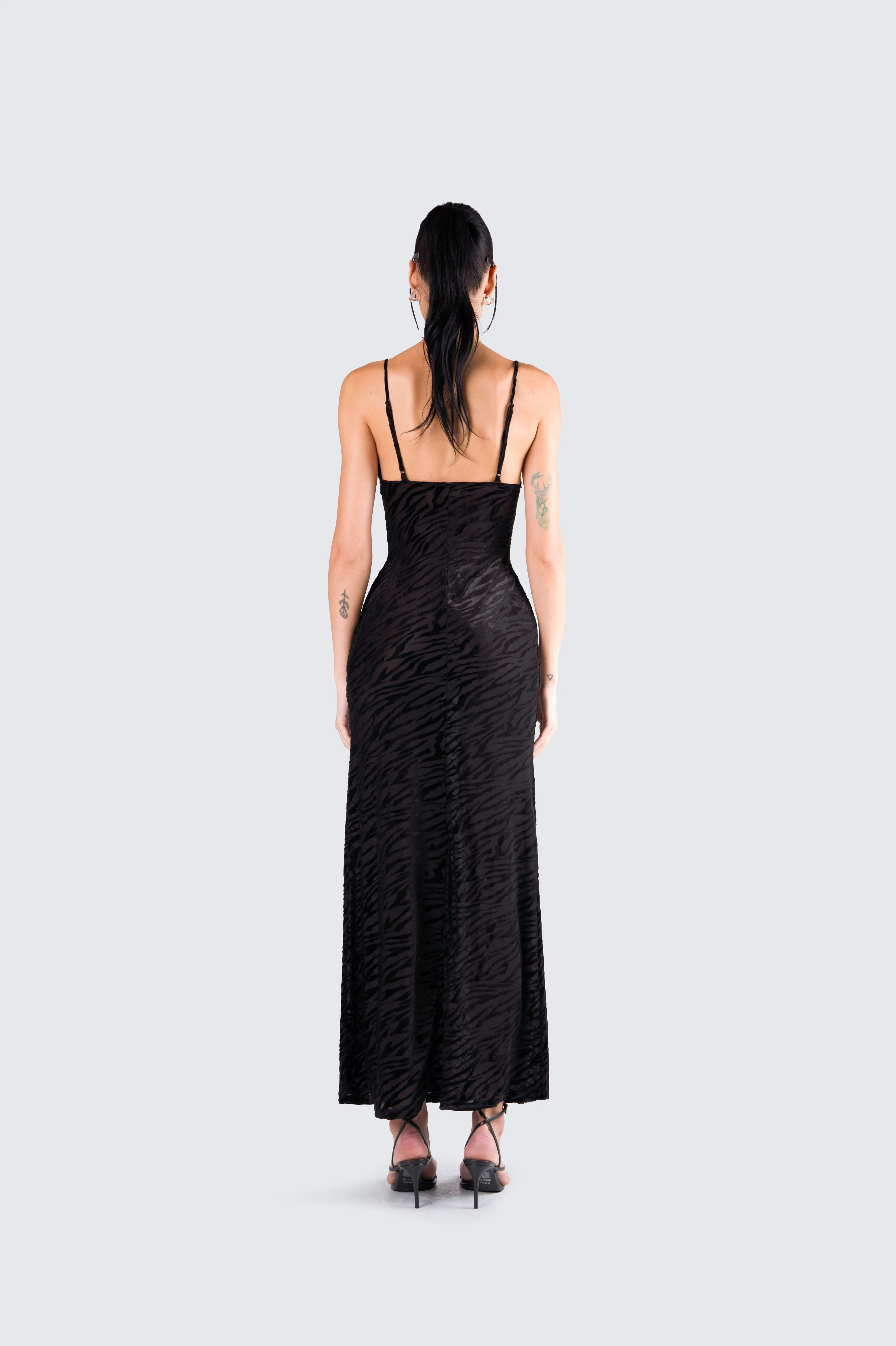 Santana Black Mesh Maxi Dress - Image 7