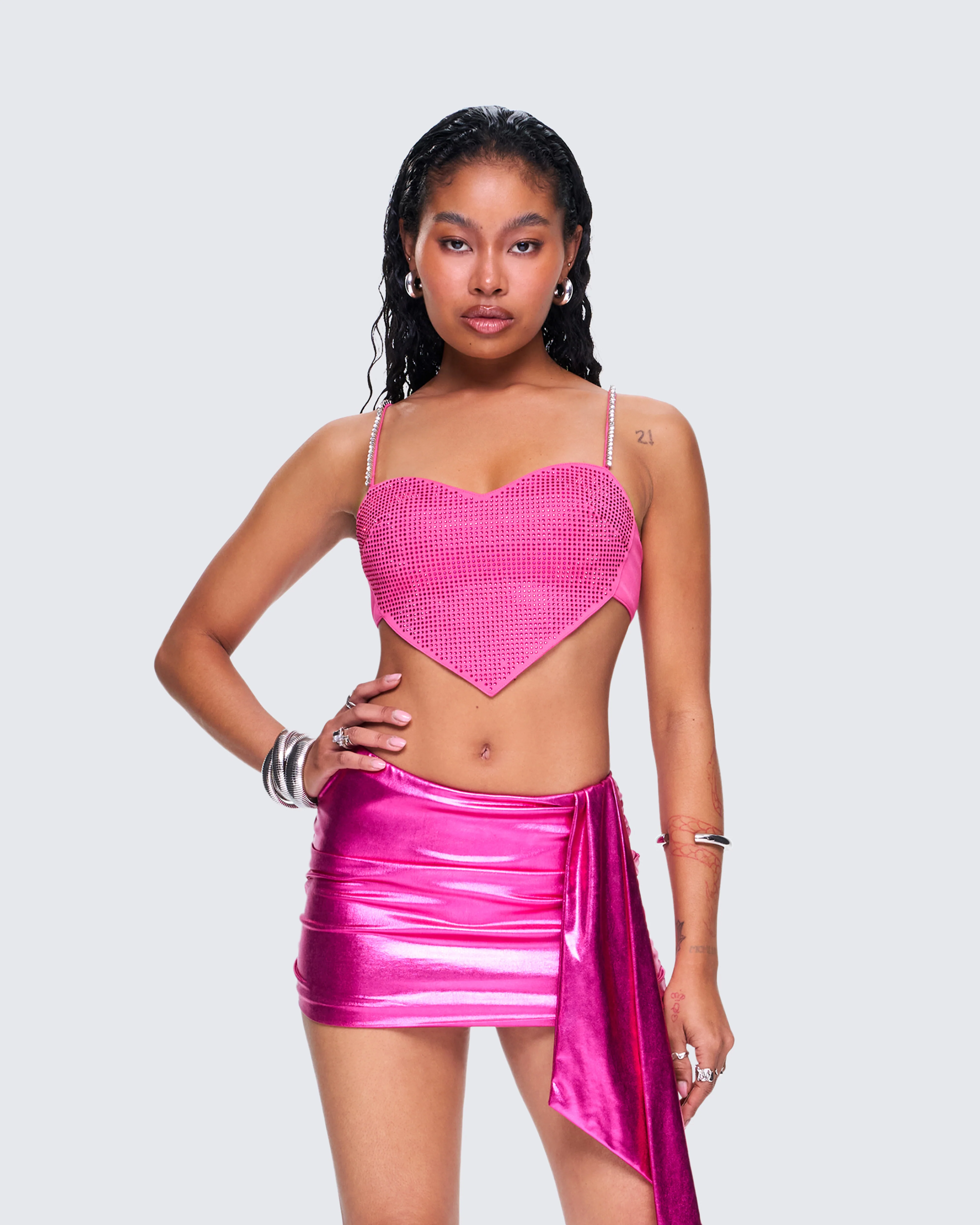 Sanya Pink Heart Crop Top - Image 5