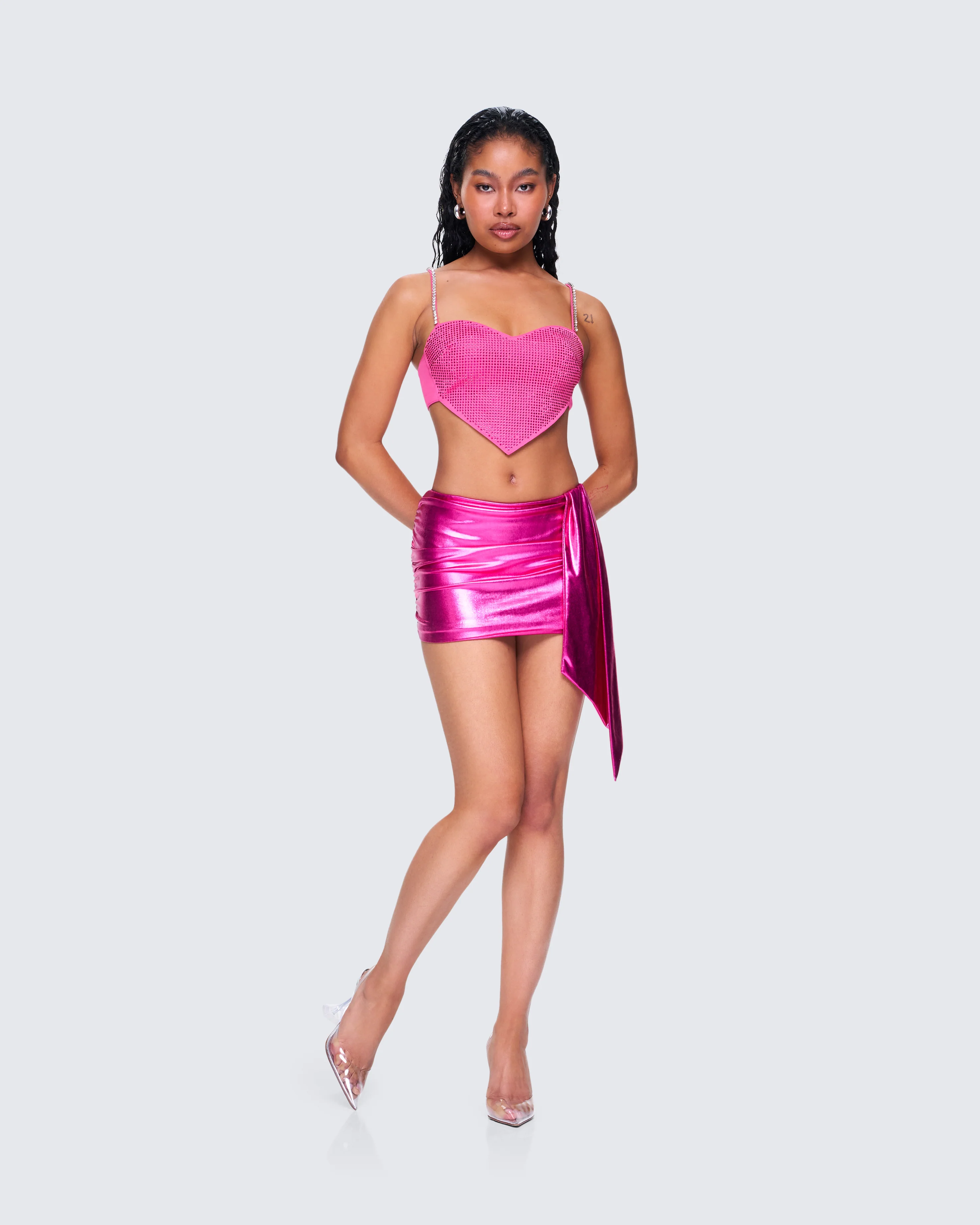Sanya Pink Metallic Mini Skirt - Image 8