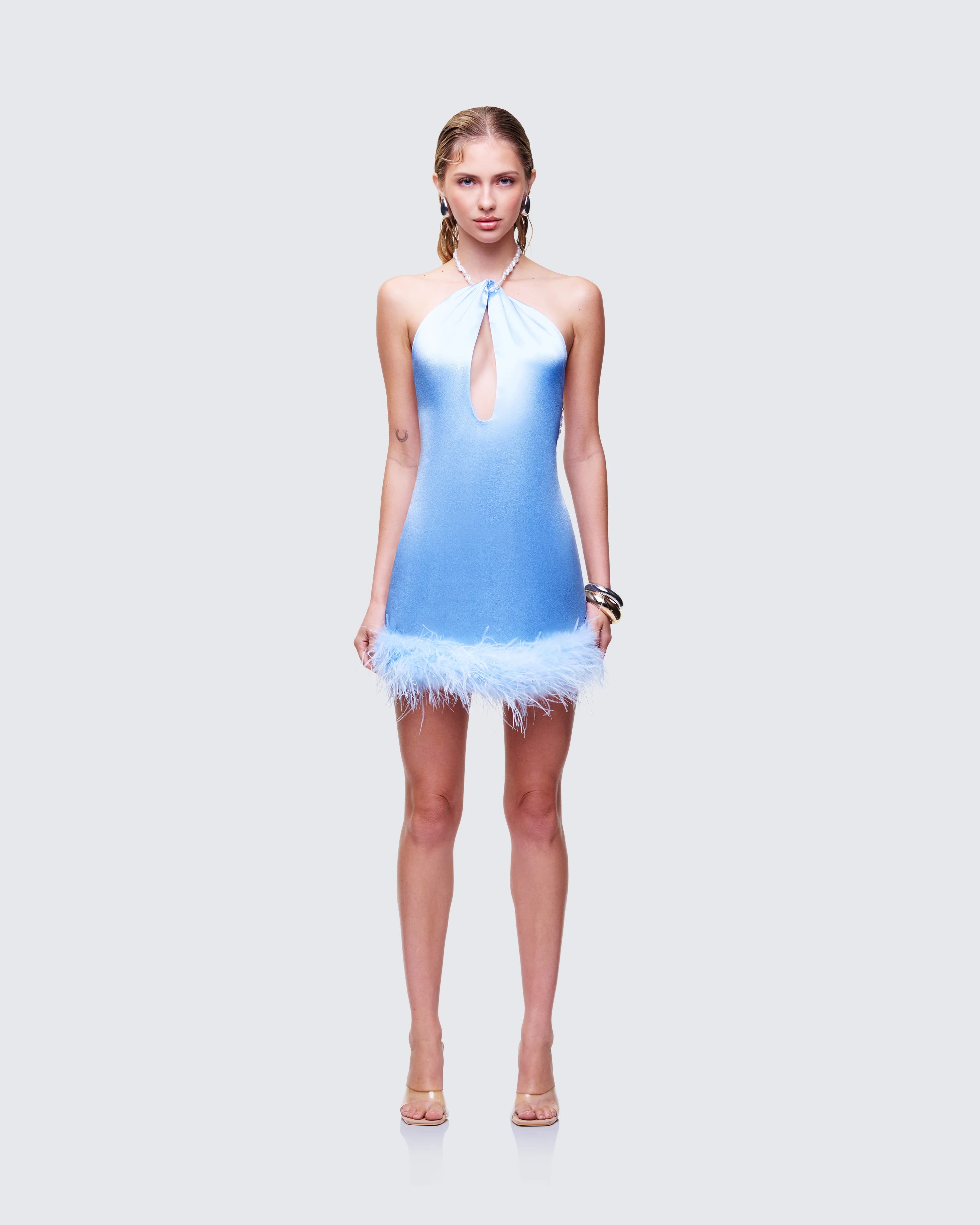 Savannah Blue Feather Mini Dress - Image 2
