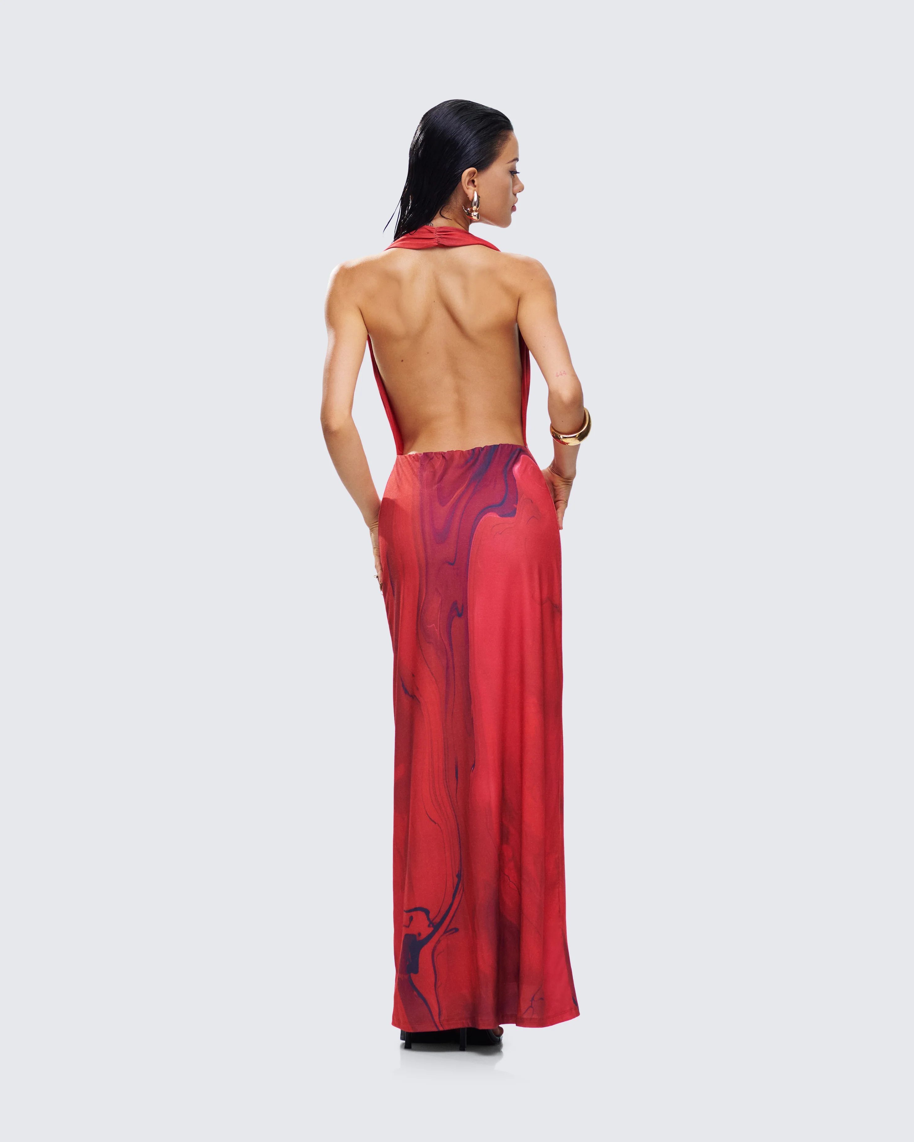 Sayla Red Abstract Print Maxi Dress - Image 7