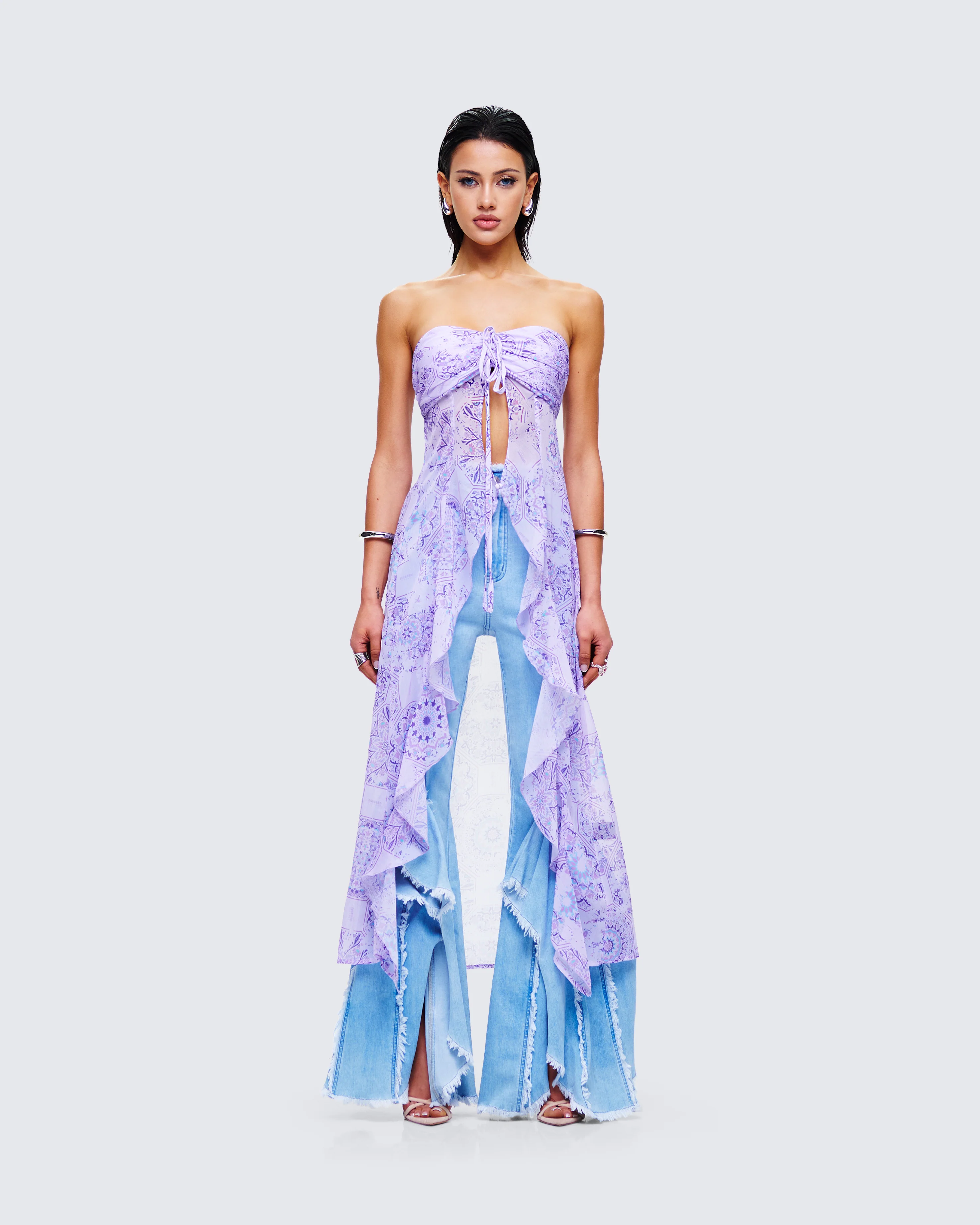 Sela Lavender Printed Midi Top - Image 4