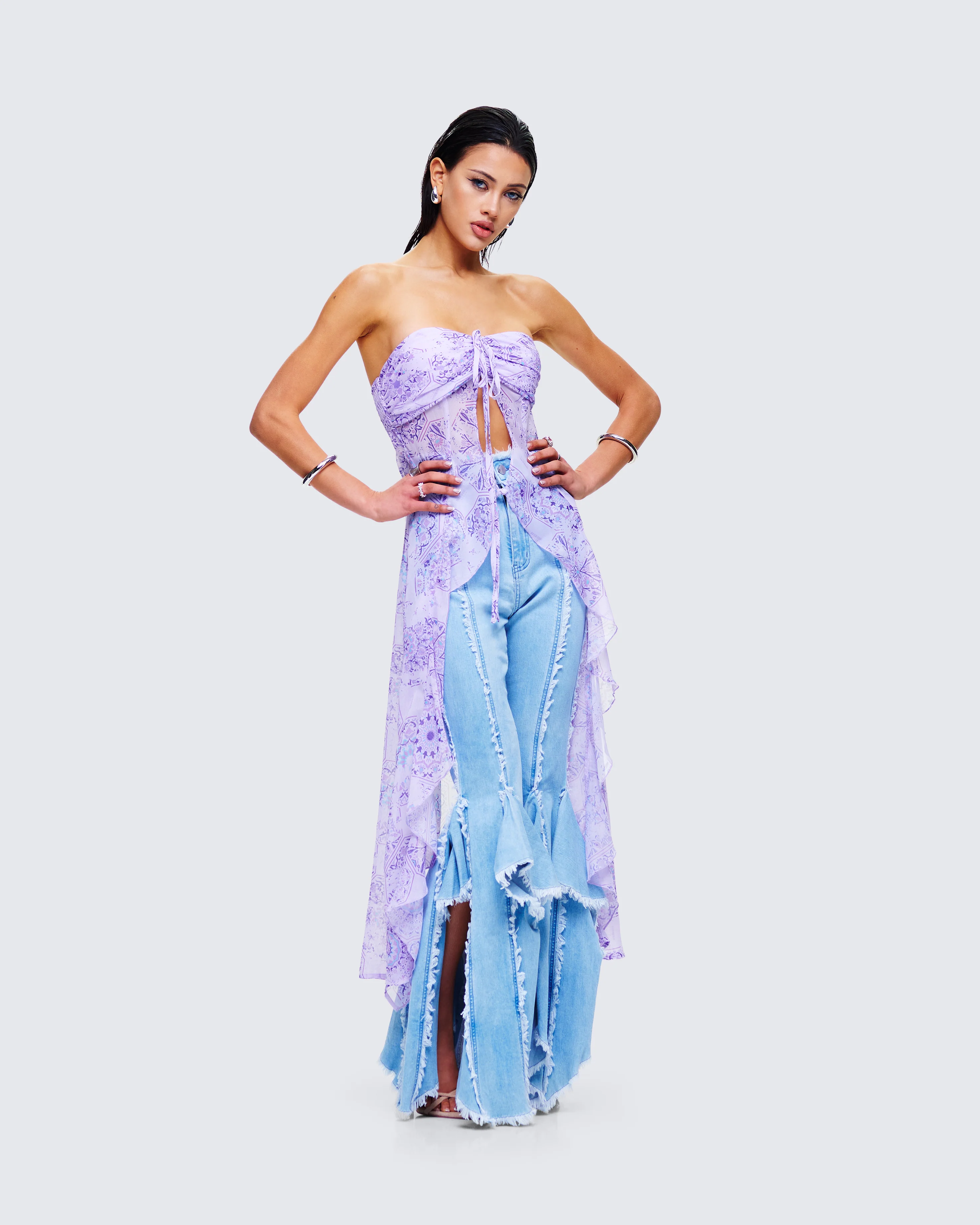 Sela Lavender Printed Midi Top - Image 5