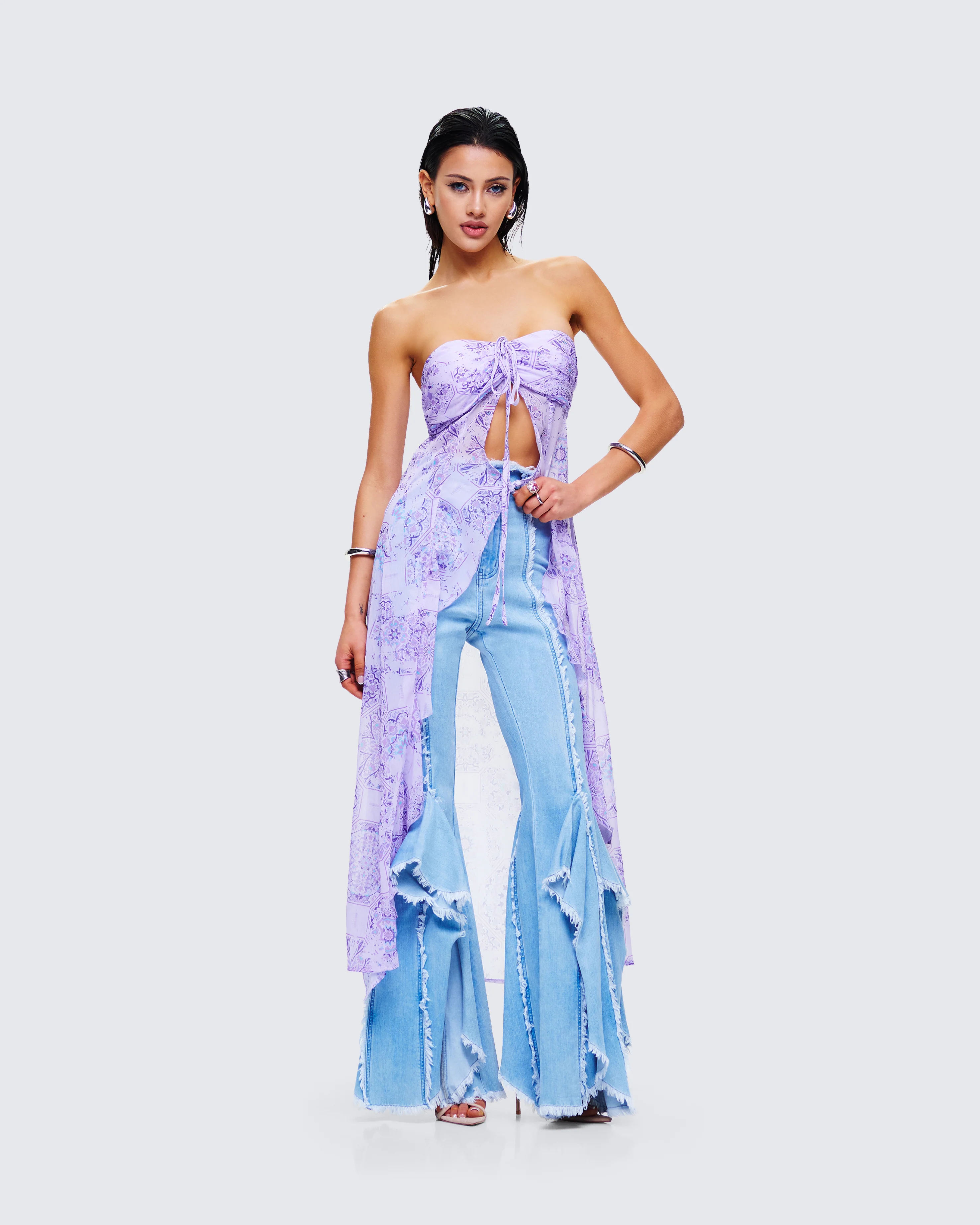 Sela Lavender Printed Midi Top - Image 6